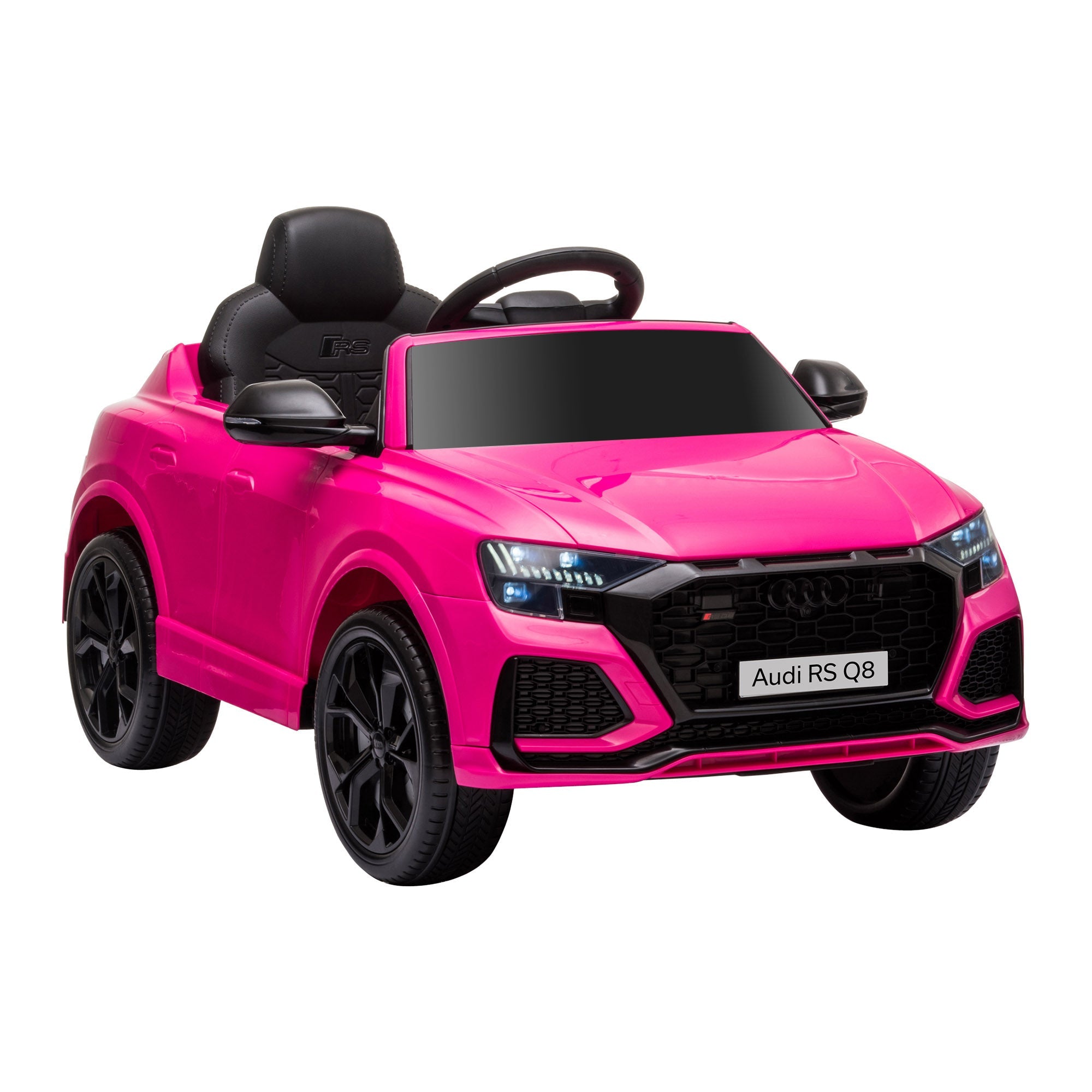Maplin Plus Audi RS Q8 6V Kids Electric Ride On Toy Car with Remote Control, USB & Bluetooth (Pink)