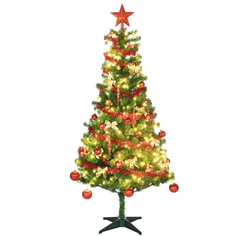 HOMCOM 6ft LED Artificial Christmas Tree with Decorations