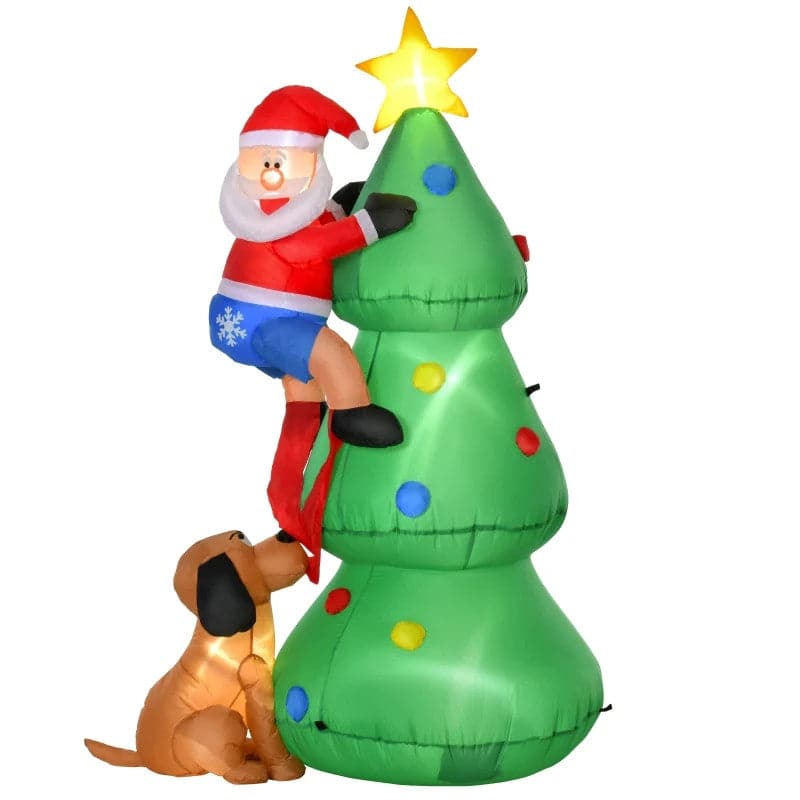 HOMCOM 1.8m Inflatable LED Christmas Tree with Santa Claus Decoration