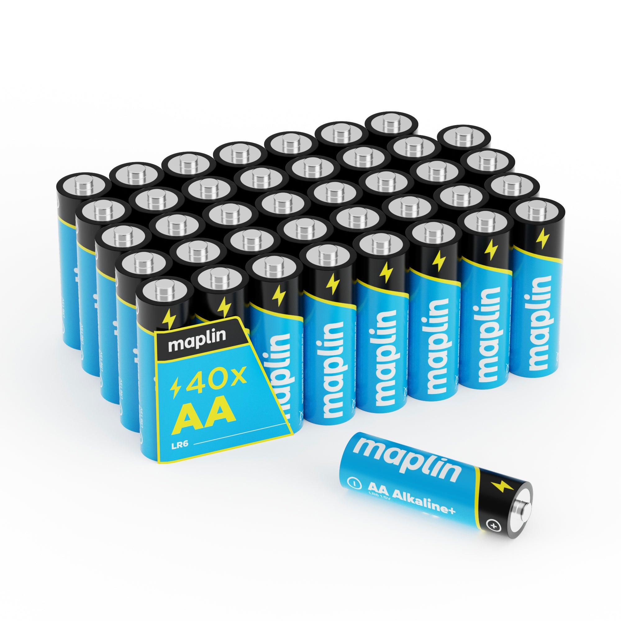 Maplin AA LR6 7 Years Shelf Life High Performance 1.5V Alkaline Batteries (Pack of 40)