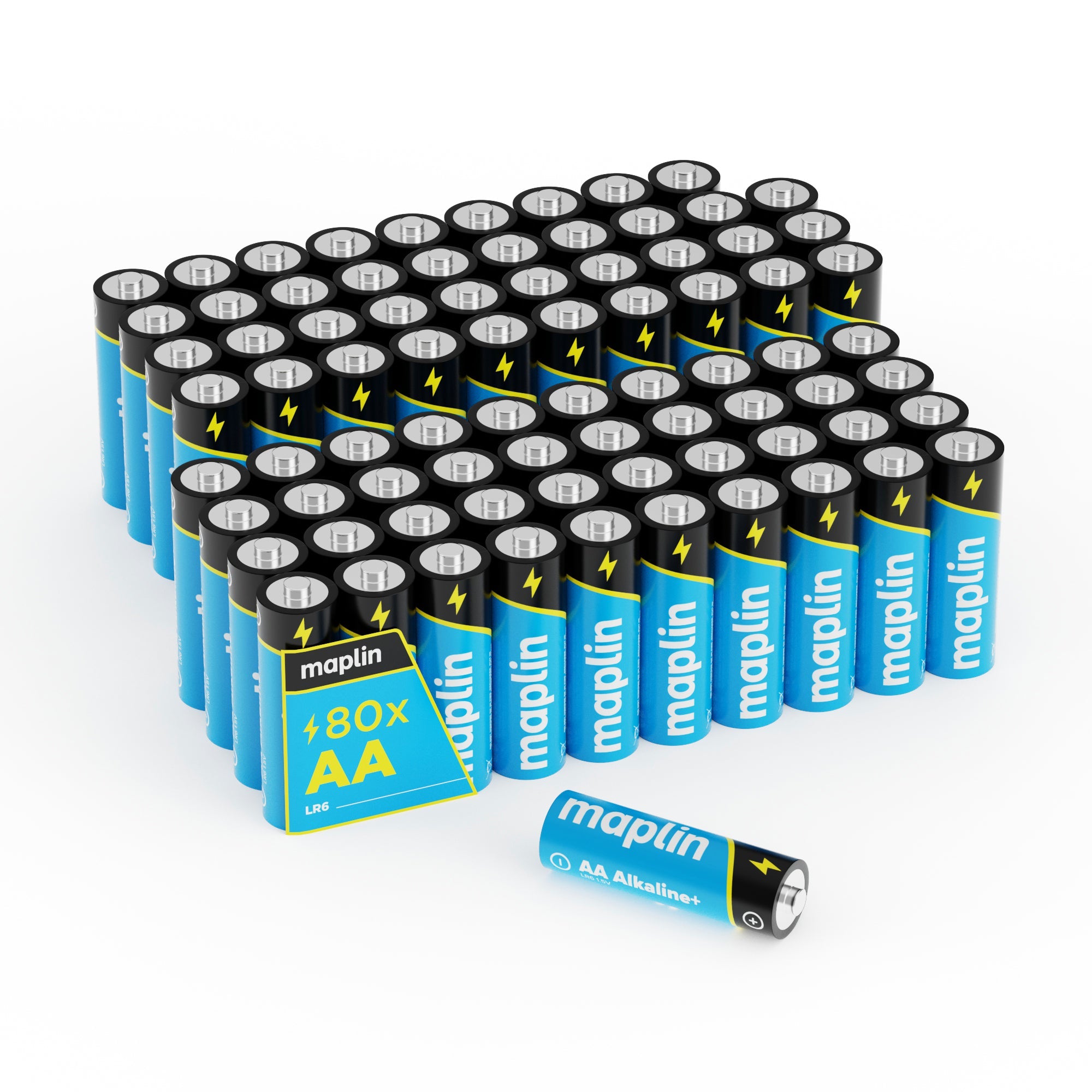 Maplin AA LR6 7 Years Shelf Life High Performance 1.5V Alkaline Batteries (Pack of 80)