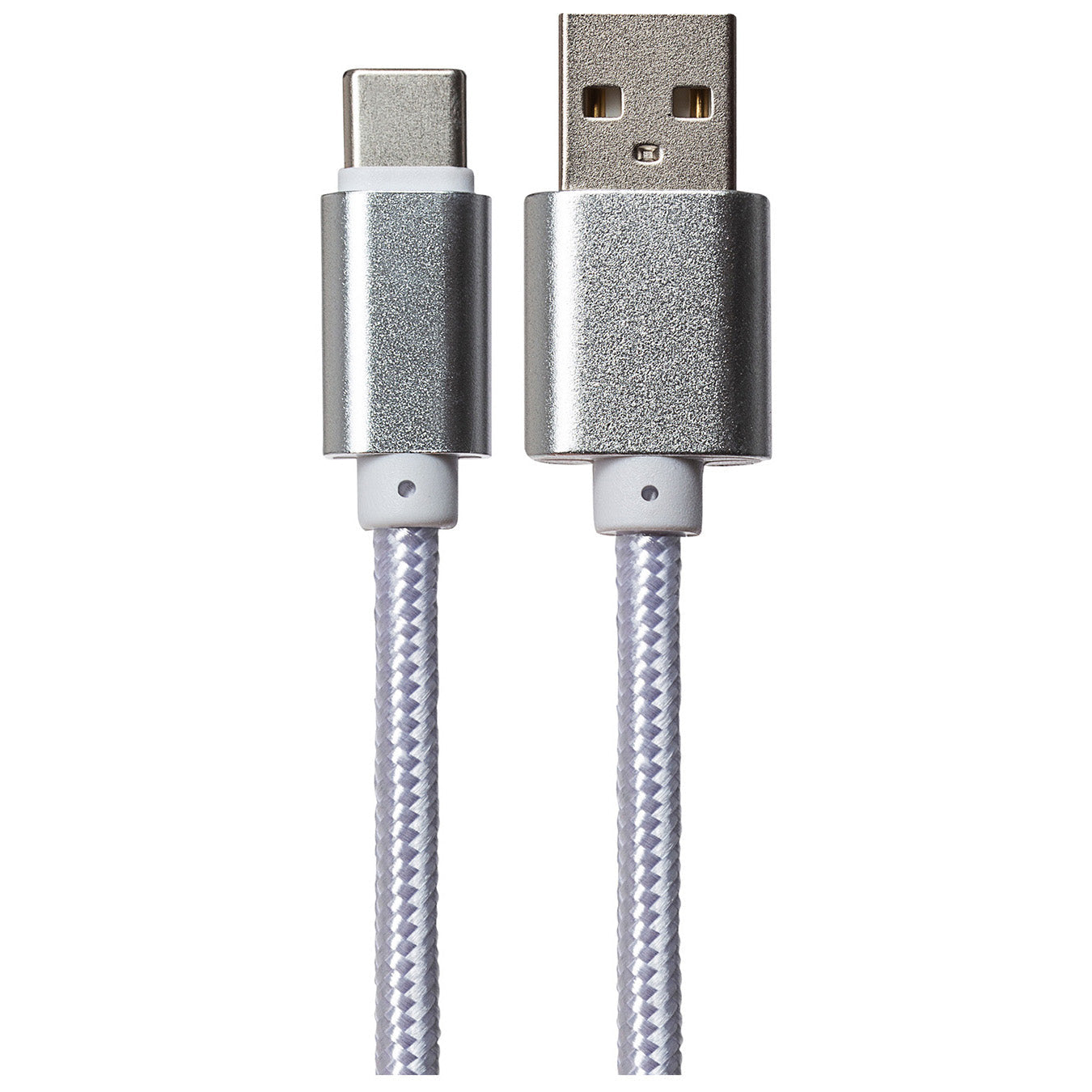 Maplin USB-C to USB-A Braided Cable - Silver, 3m