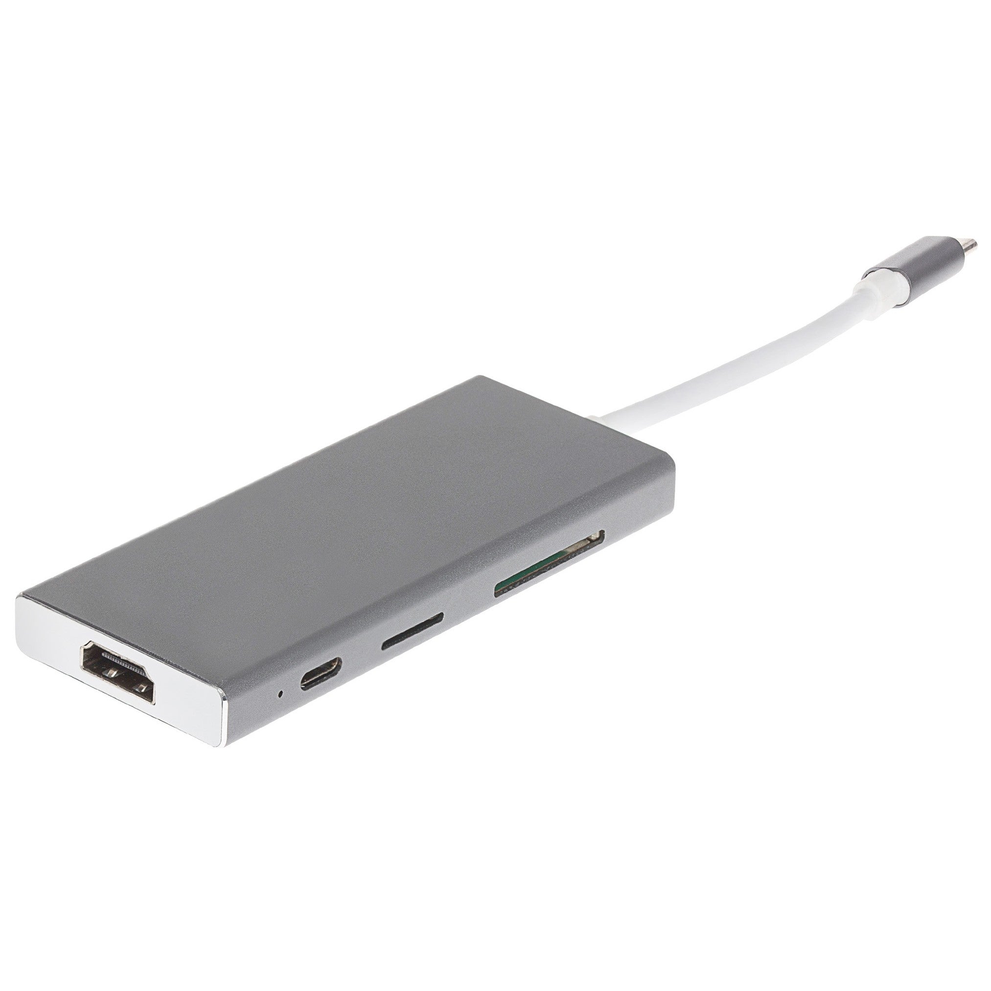 Nikkai USB-C Multiport Hub to 3x USB-A 3.0 / HDMI 4K / USB-C PD / SD & microSD Card Reader - Silver