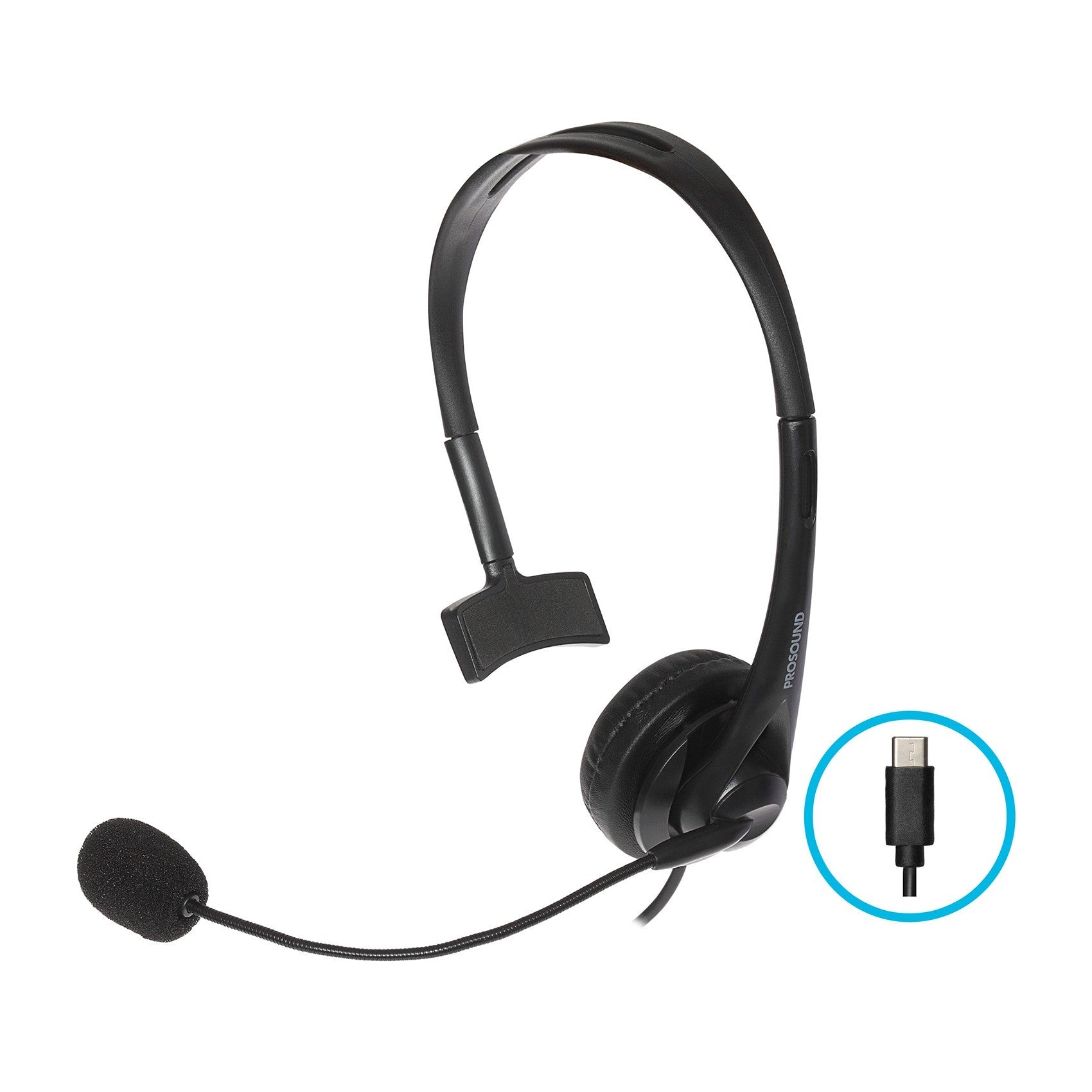ProSound Single Ear Mono USB-C Headset Boom Microphone Noise Cancellation