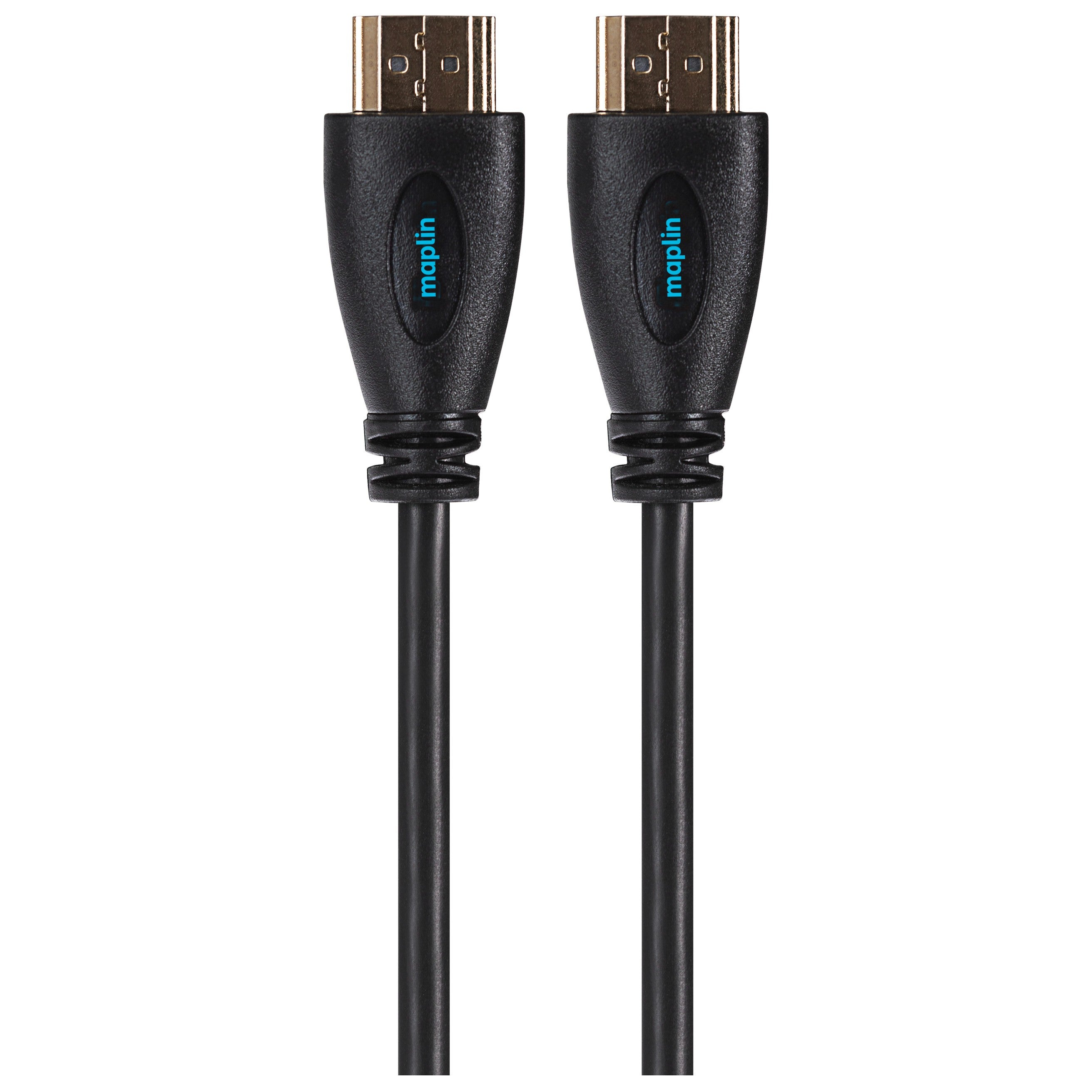 Maplin Thin HDMI to HDMI 4K Ultra HD Cable with Ethernet & Gold Connectors - Black, 3m