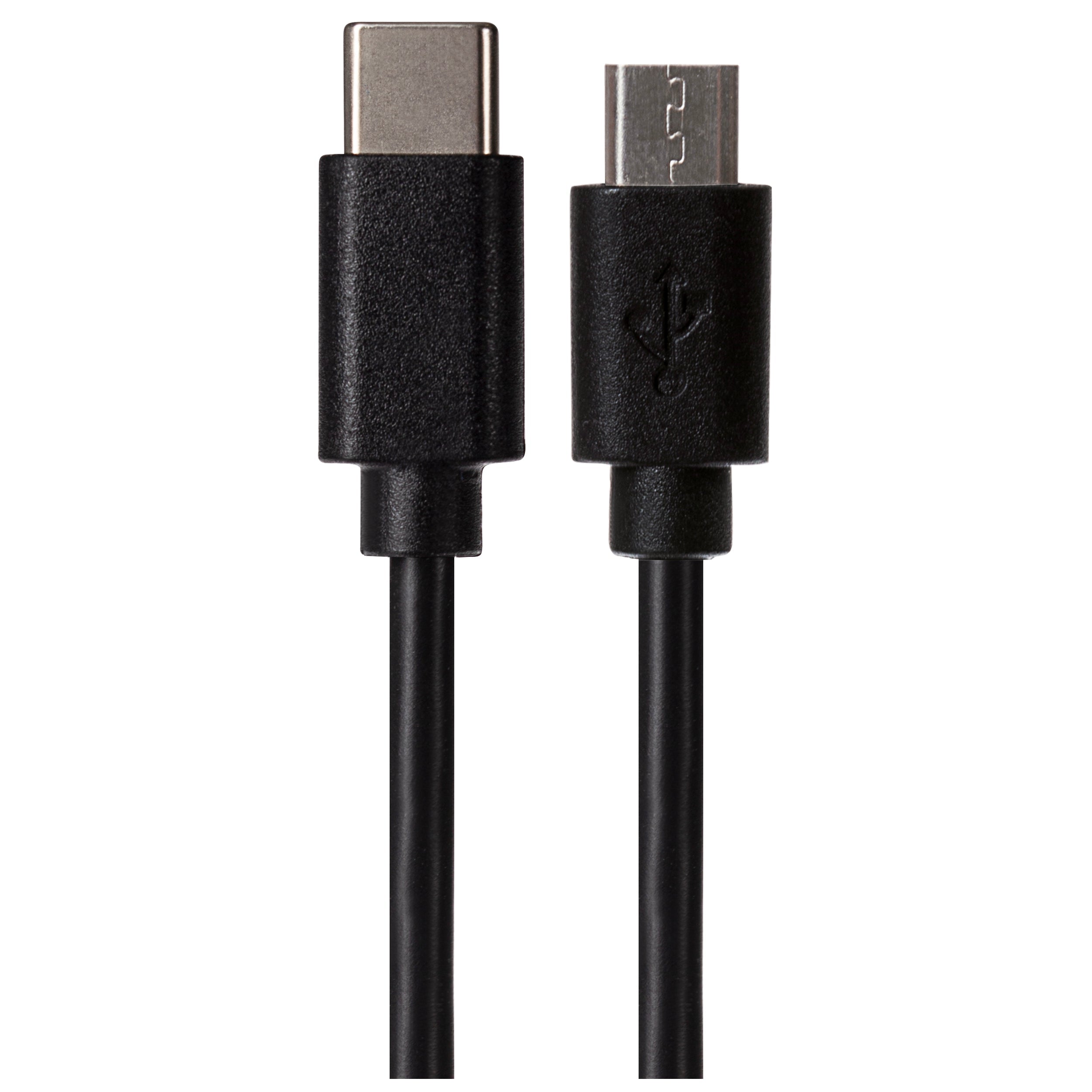 Maplin USB-C to Micro USB-B Cable - Black, 1m