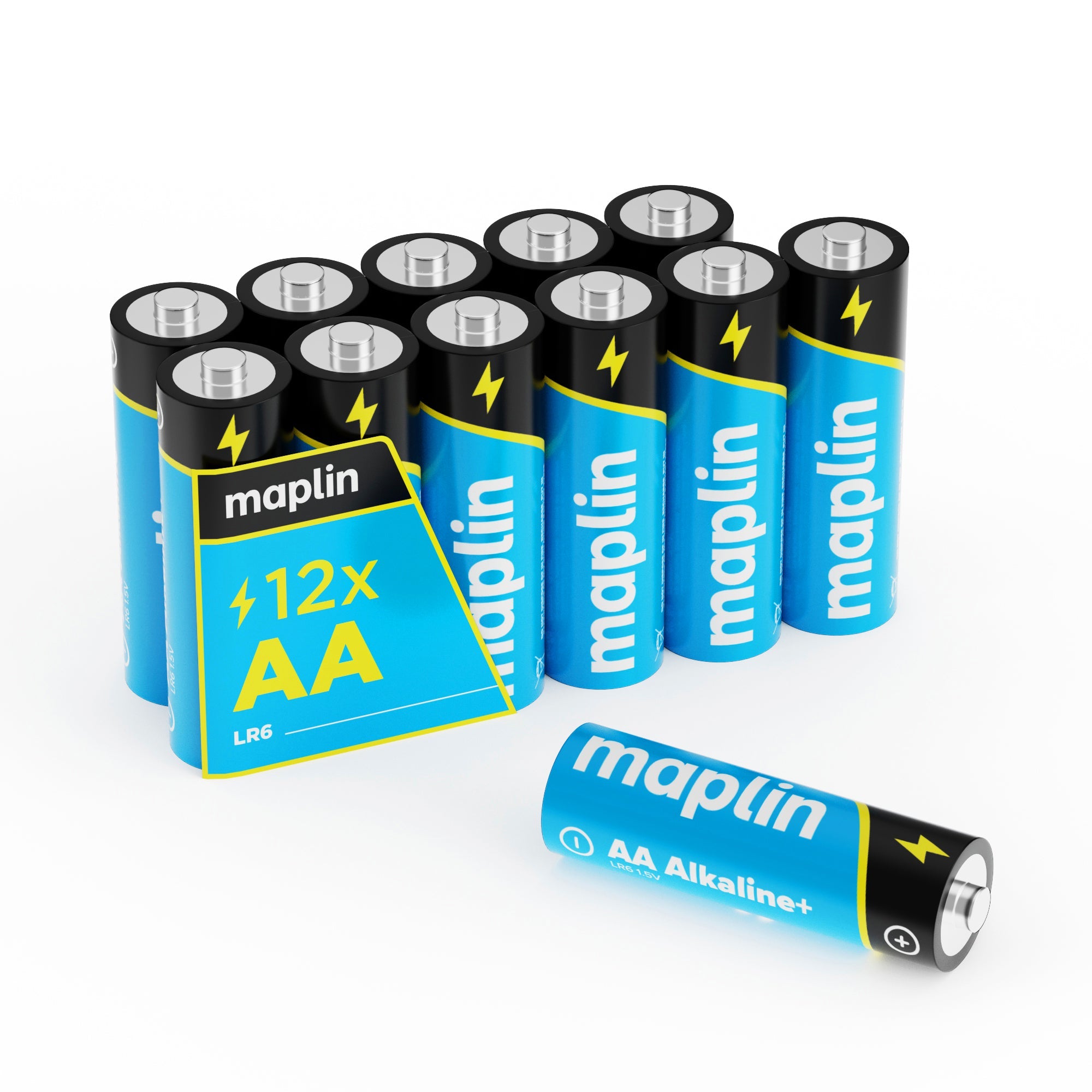 Maplin AA LR6 7 Years Shelf Life High Performance 1.5V Alkaline Batteries (Pack of 12)