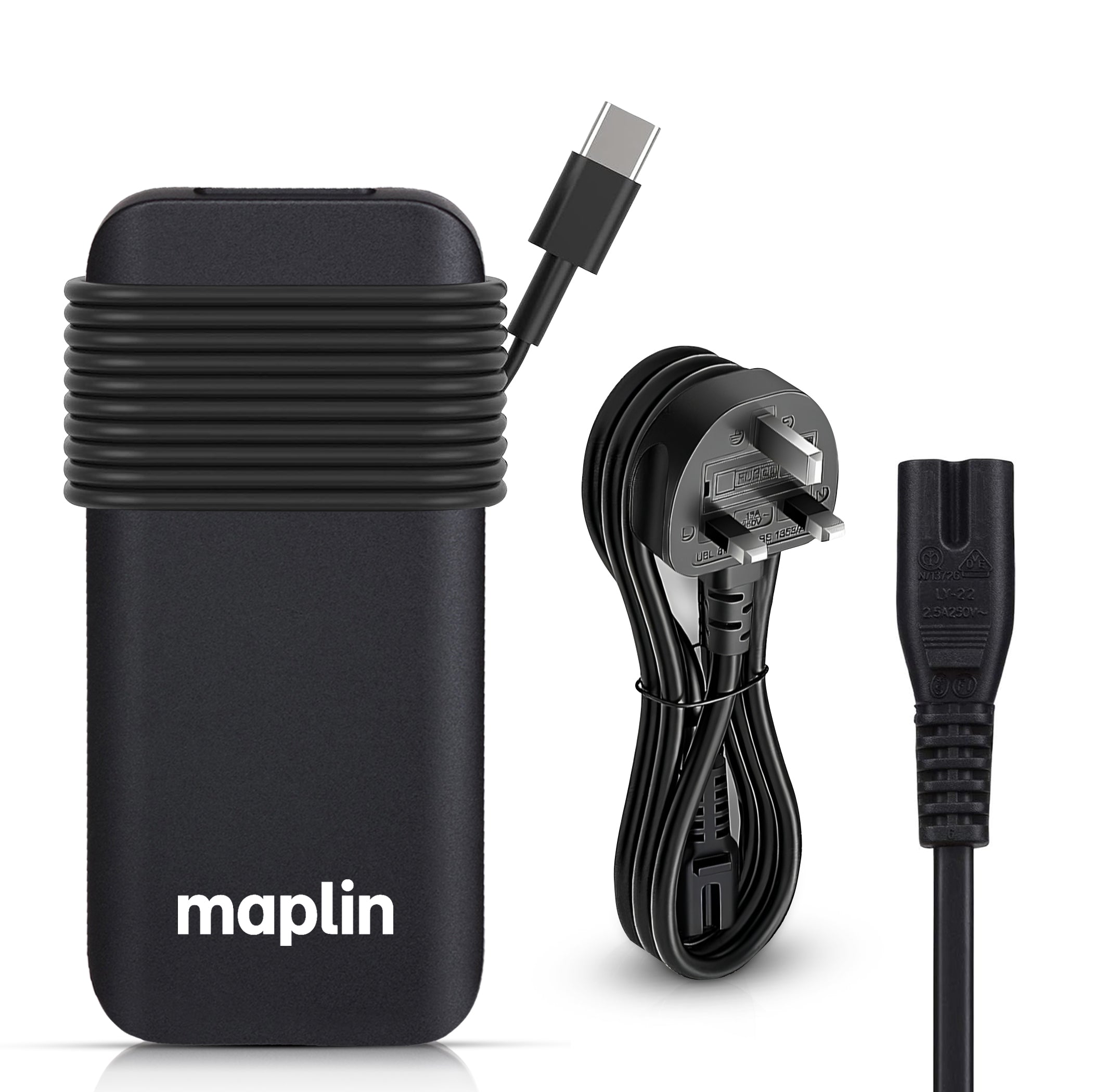 Maplin 112W USB-C Laptop Charger Power Supply with 1x USB-A 2.4A PD Port