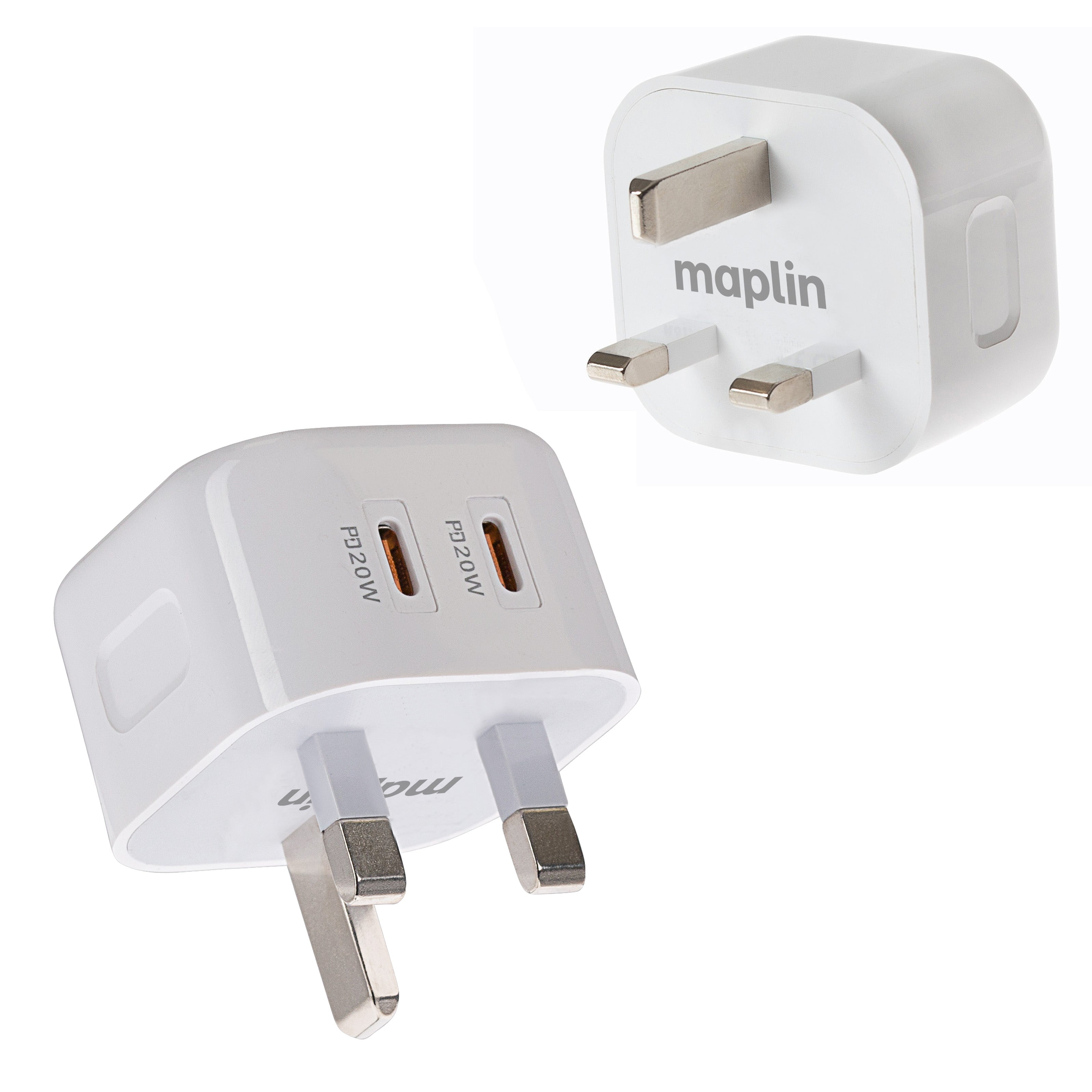 Maplin 2 Port USB-C 20W Power Delivery High Speed Wall Charger