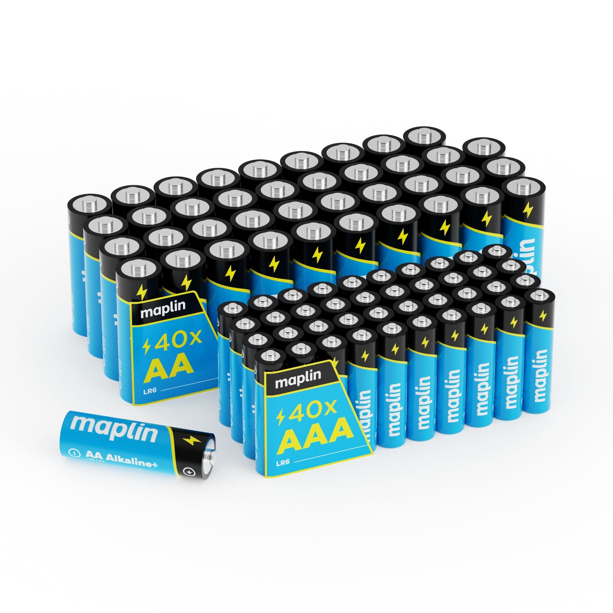 Maplin 40x AA LR6 / 40x AAA LR03 7 Years Shelf Life 1.5V High Performance Alkaline Batteries