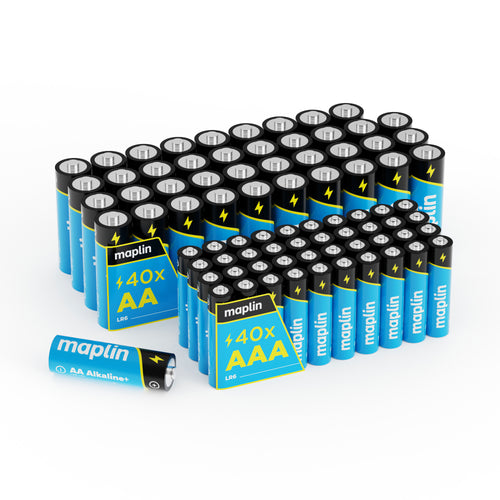 Maplin AA LR6 / AAA LR03 7 Years Shelf Life High Performance 1.5V Alkaline Batteries