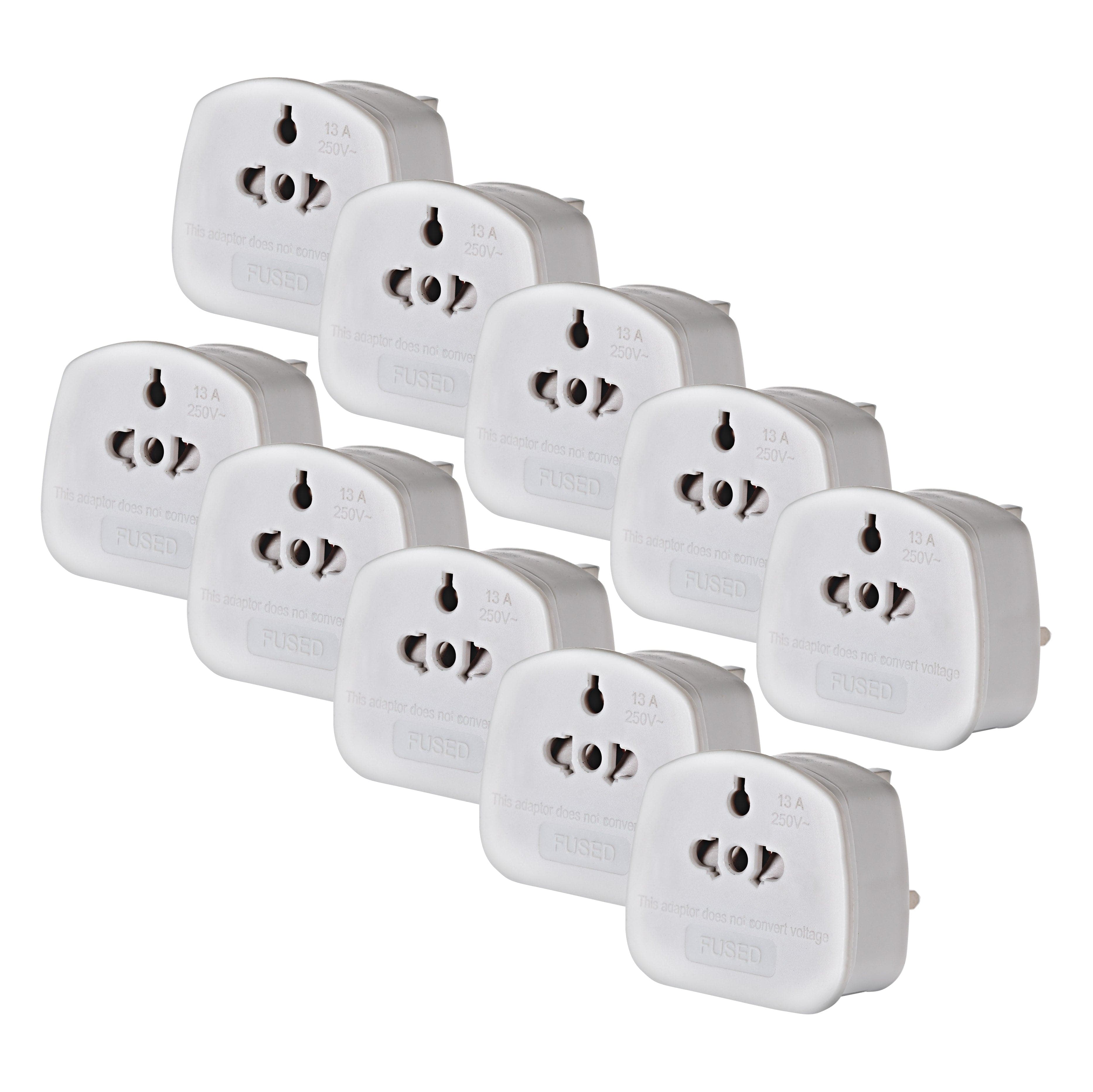 Maplin Worldwide Tourist to UK Travel Adapter - White (Pack of 10)