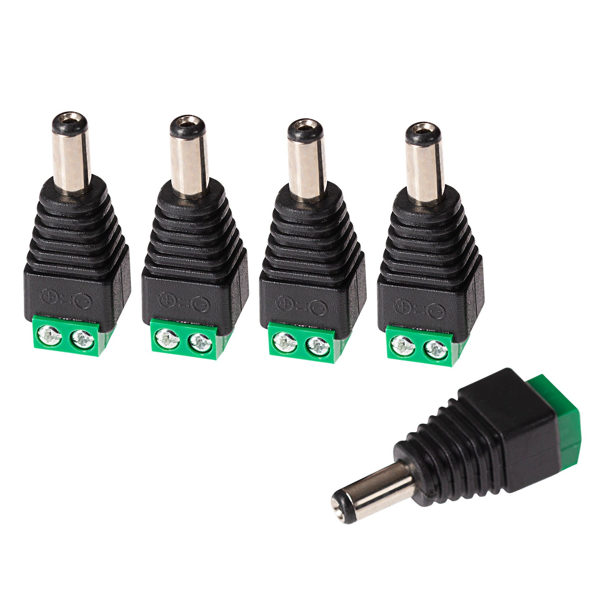 Maplin Male DC to Twin Cable to 5.5 x 2.1mm DC Power Plug for CCTV - Black, Pack of 5