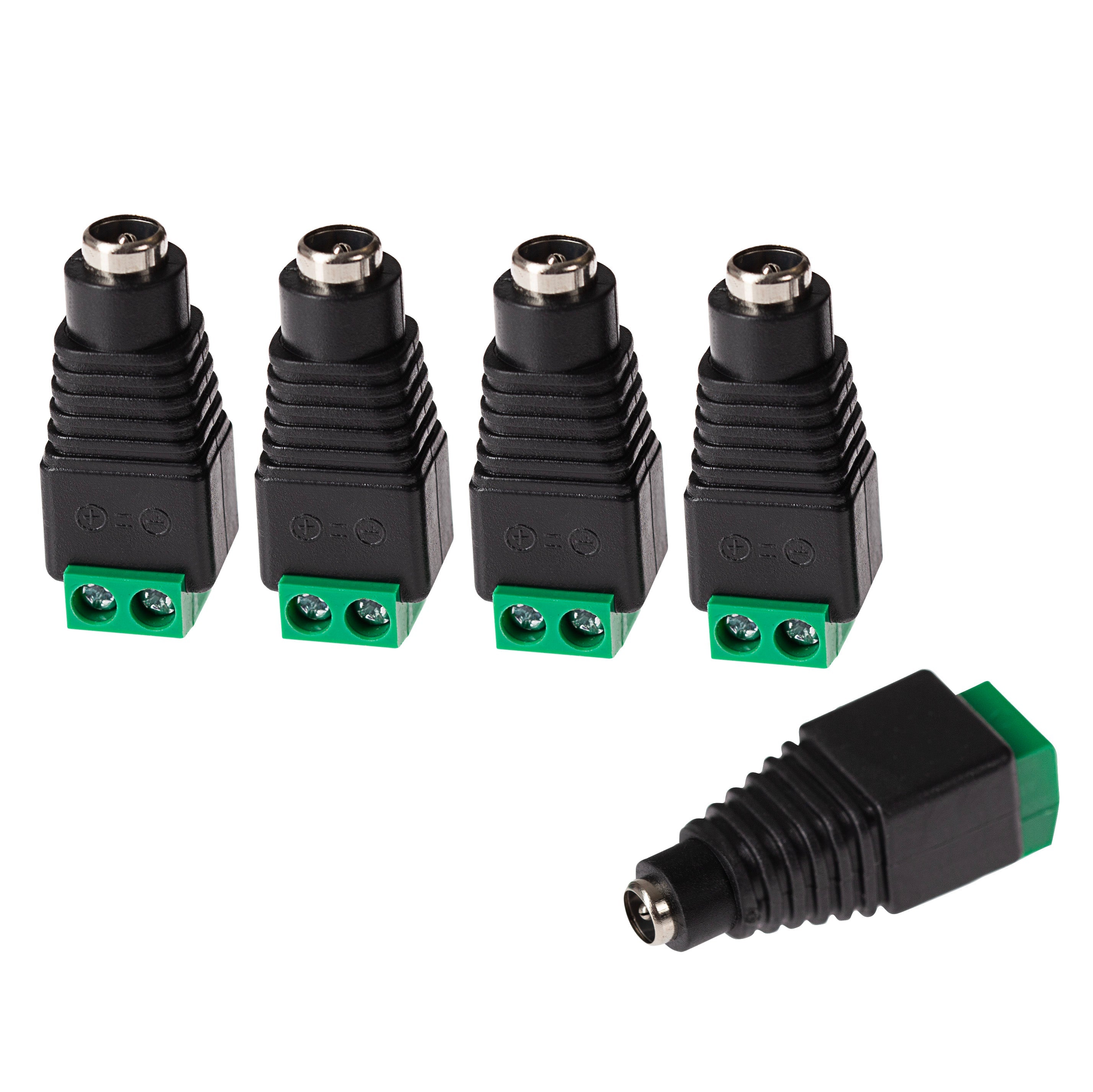 Maplin Female DC to Twin Cable to 5.5 x 2.1mm DC Power Plug for CCTV - Black, Pack of 5