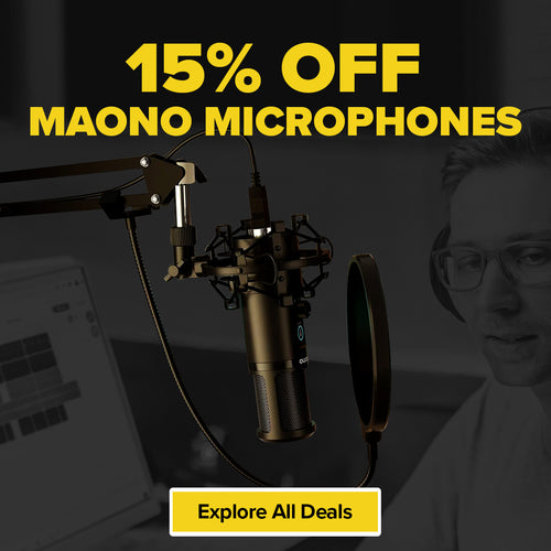 15% off Maono microphones with lavalier, boom arm and desktop mics in our Black Friday deals from Maplin!