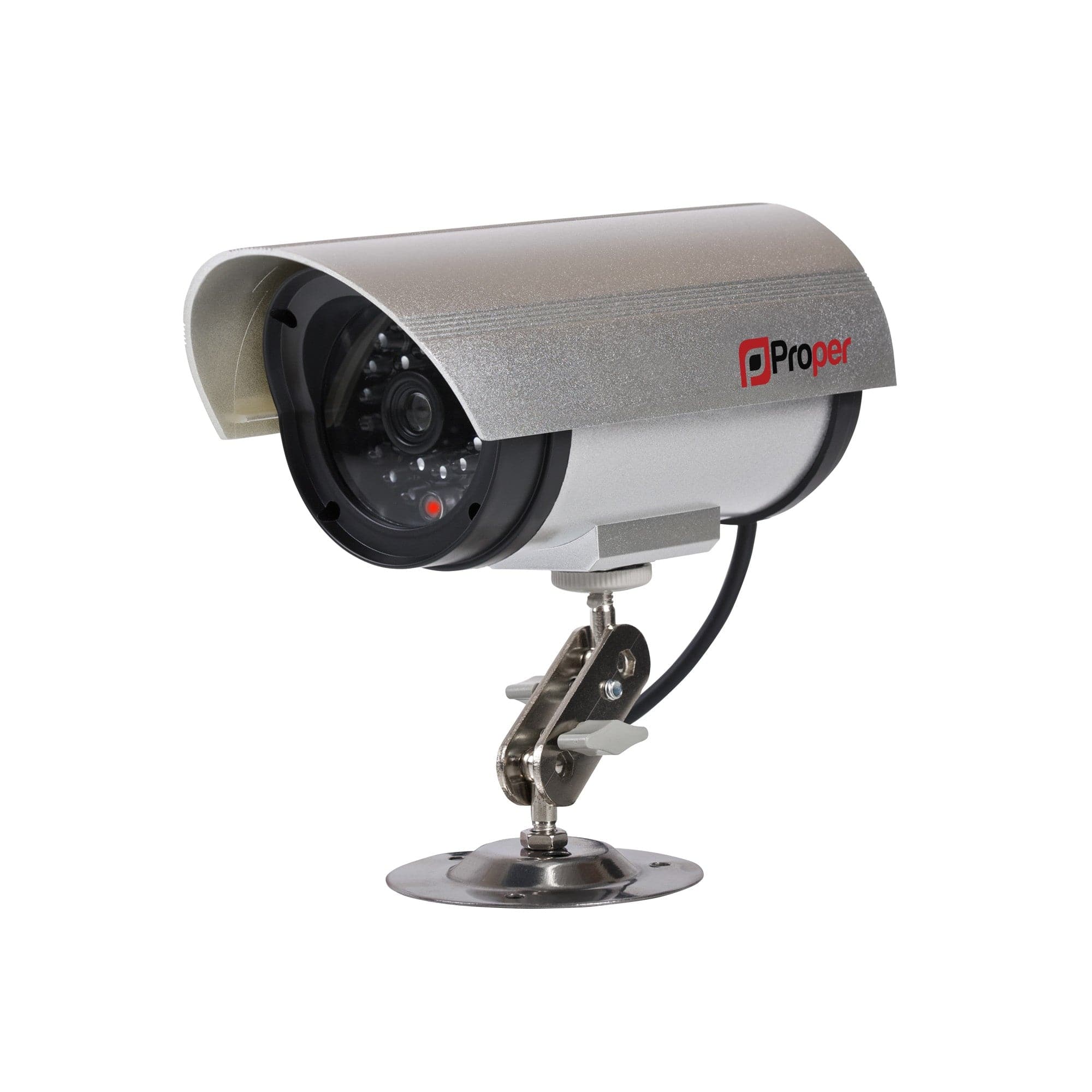 ProperAV Replica Security Camera with LED Flashing Light - Silver