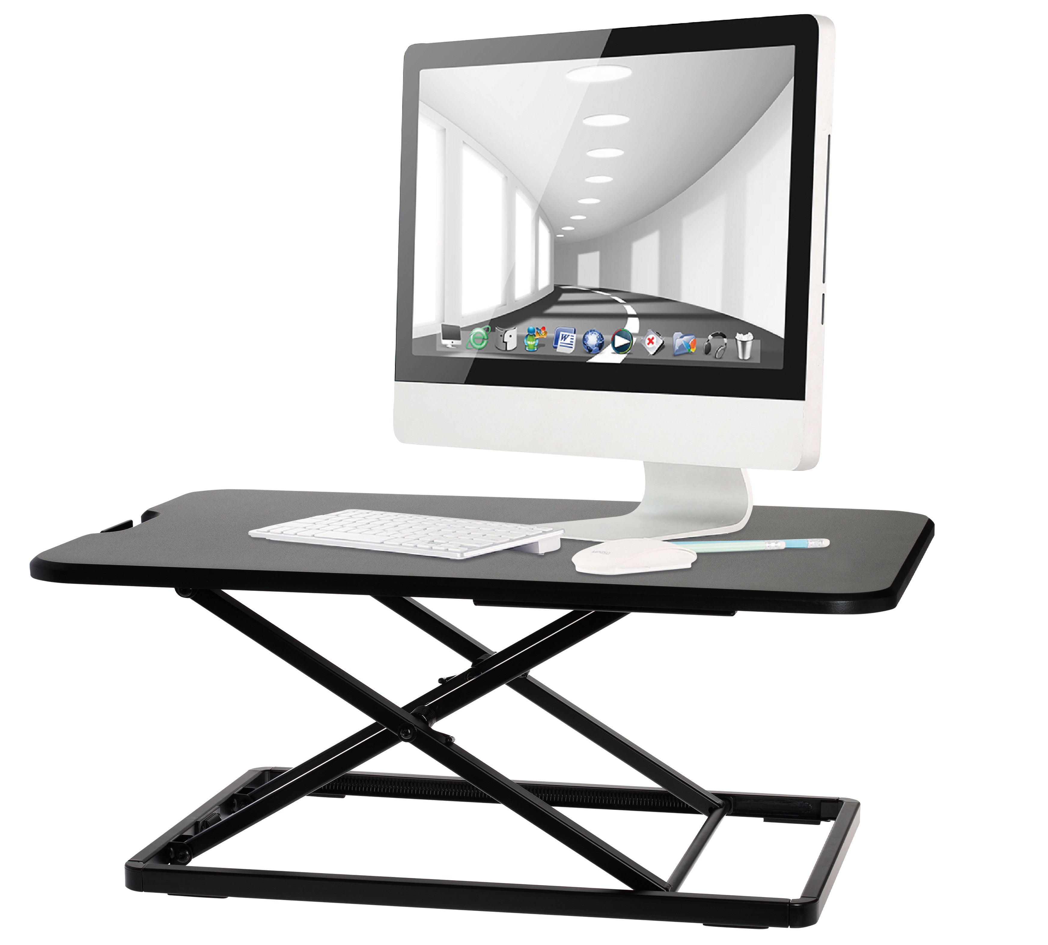 ProperAV LITE Stand Up Desk Converter with Variable Height Settings - Black