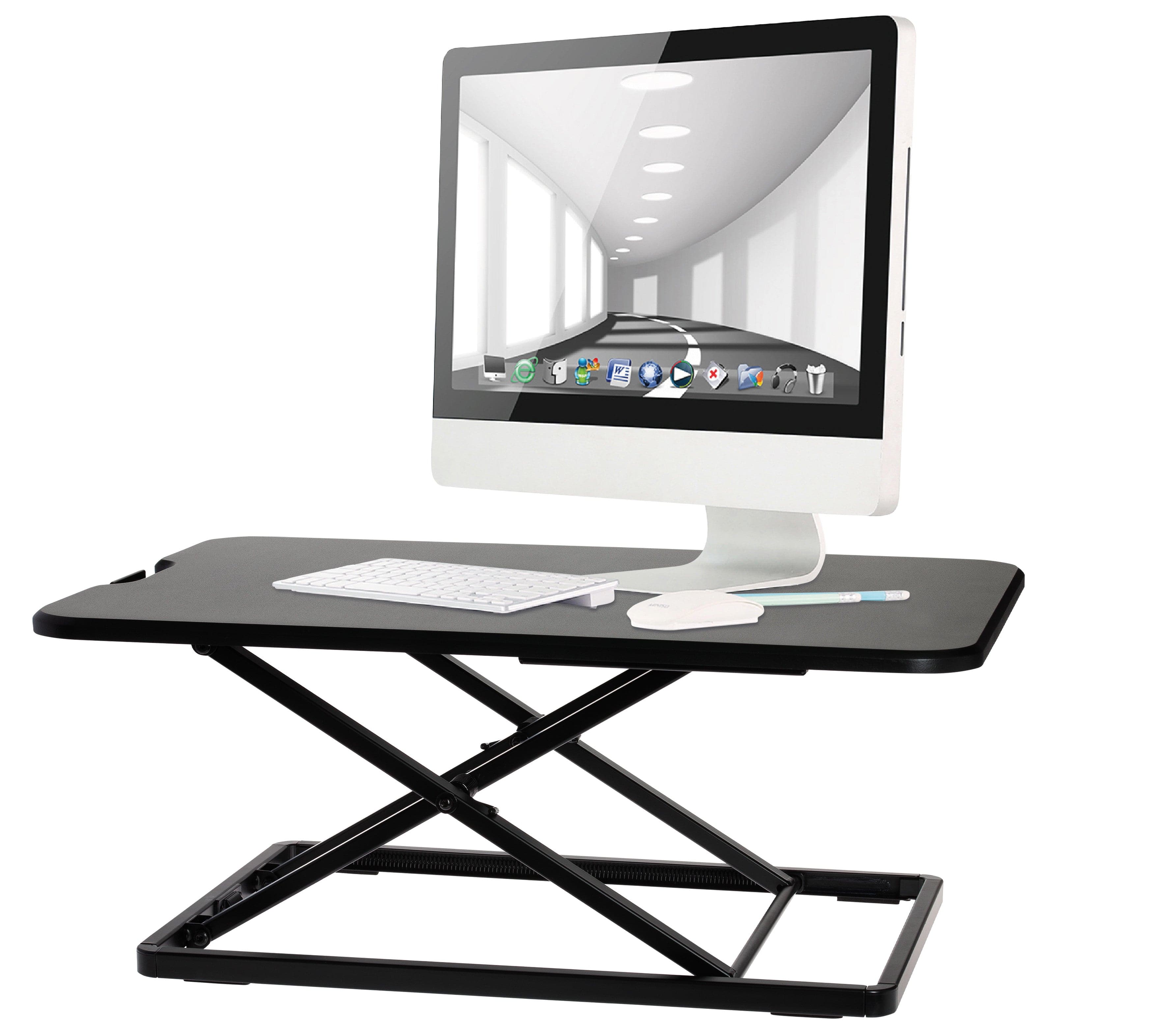 ProperAV Slim Profile Adjustable Stand Up Desk Workstation with 6 Height Settings - Black