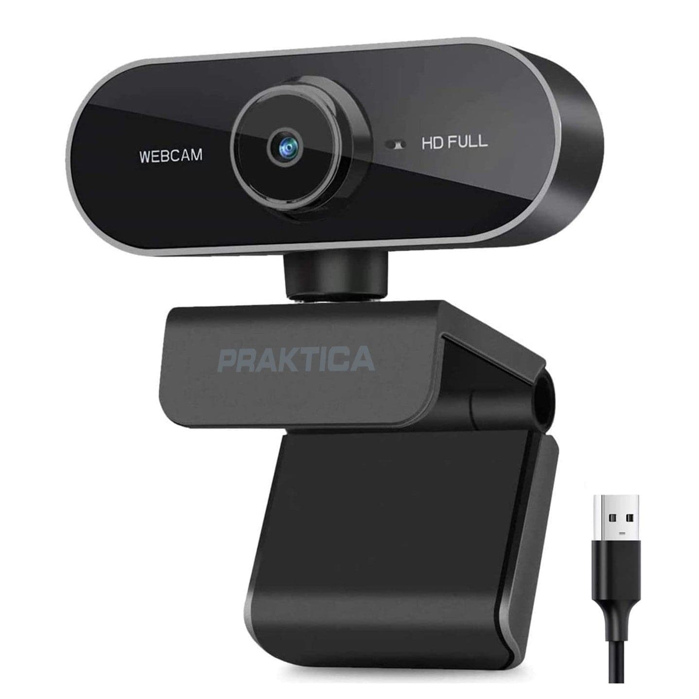 PRAKTICA Full HD 1080p Auto-Focus USB-A Webcam with Built-in Microphone & Tripod Mount