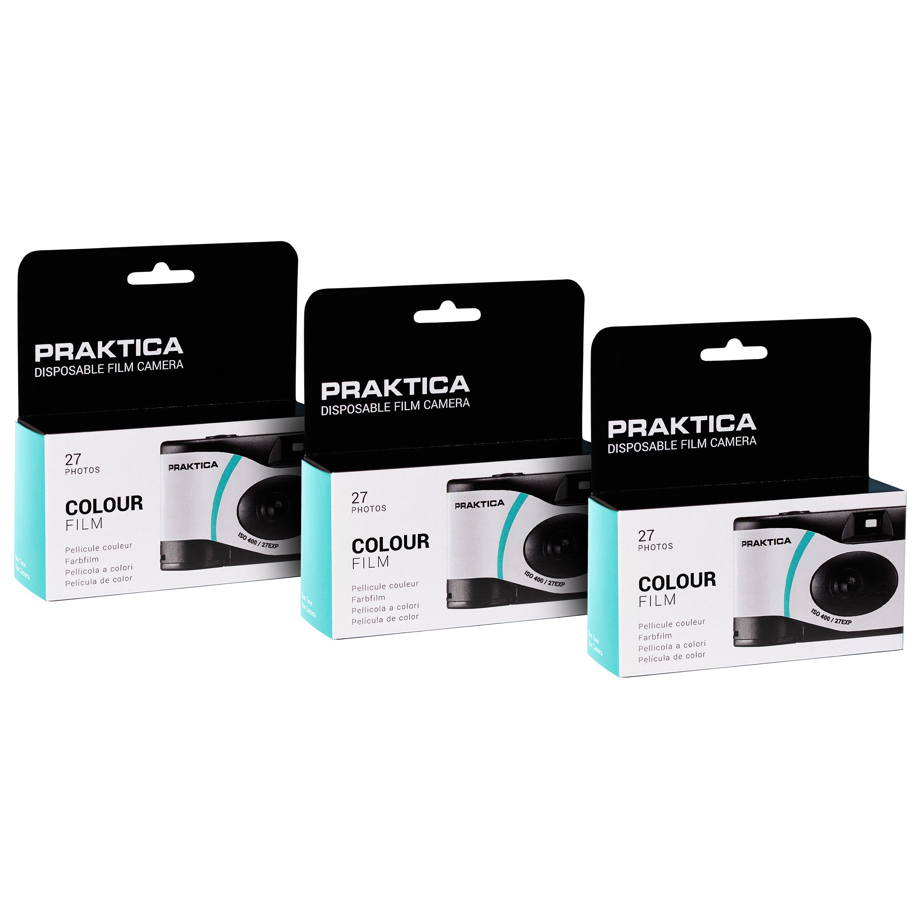 PRAKTICA Luxmedia 35mm Disposable Film Camera with Flash & 27 Exposure ISO400 Film (Pack of 3)