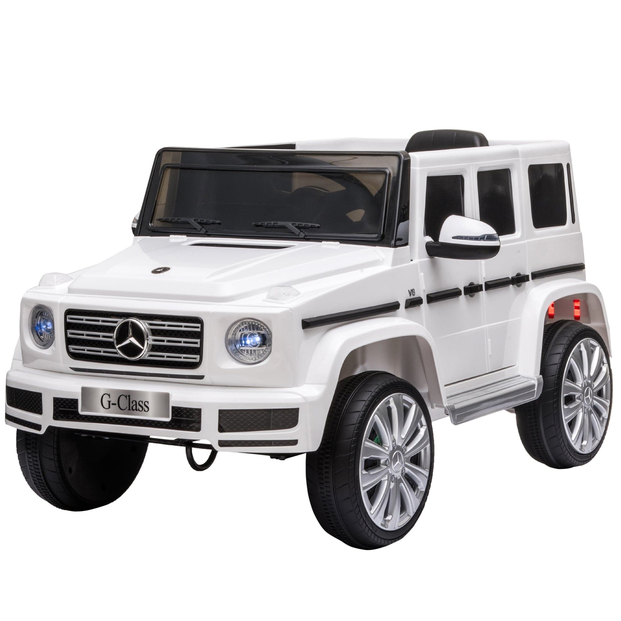 Maplin Plus Mercedes Benz G500 12V Electric Kids Ride On Toy Car with Remote Control, Music, Lights & Suspension for 3-8 Years (White)