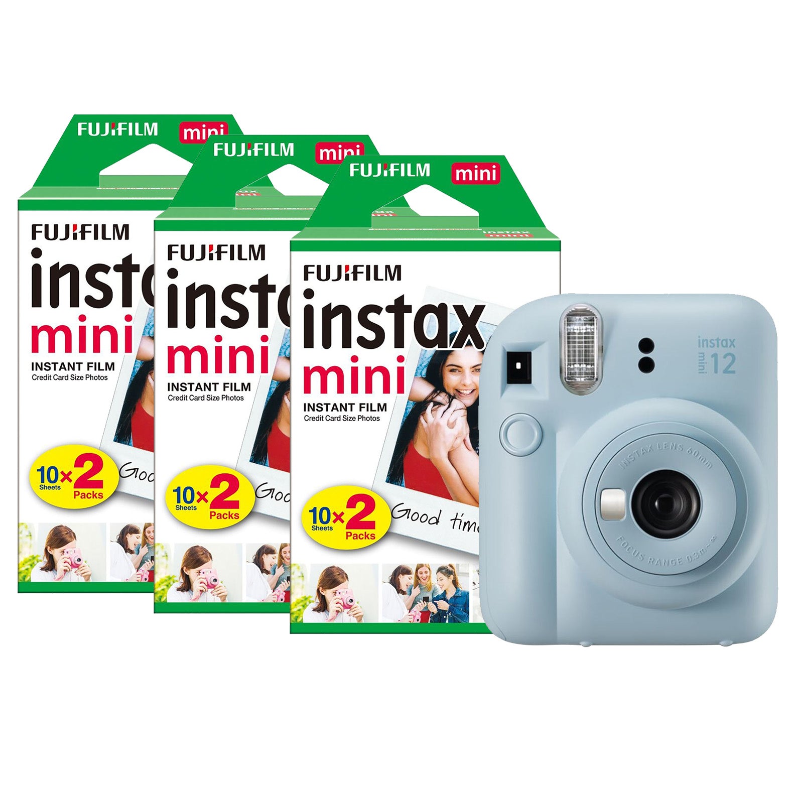 Fujifilm Instax Mini 12 Instant Camera - Pastel Blue (Camera + 60 Shot Pack)