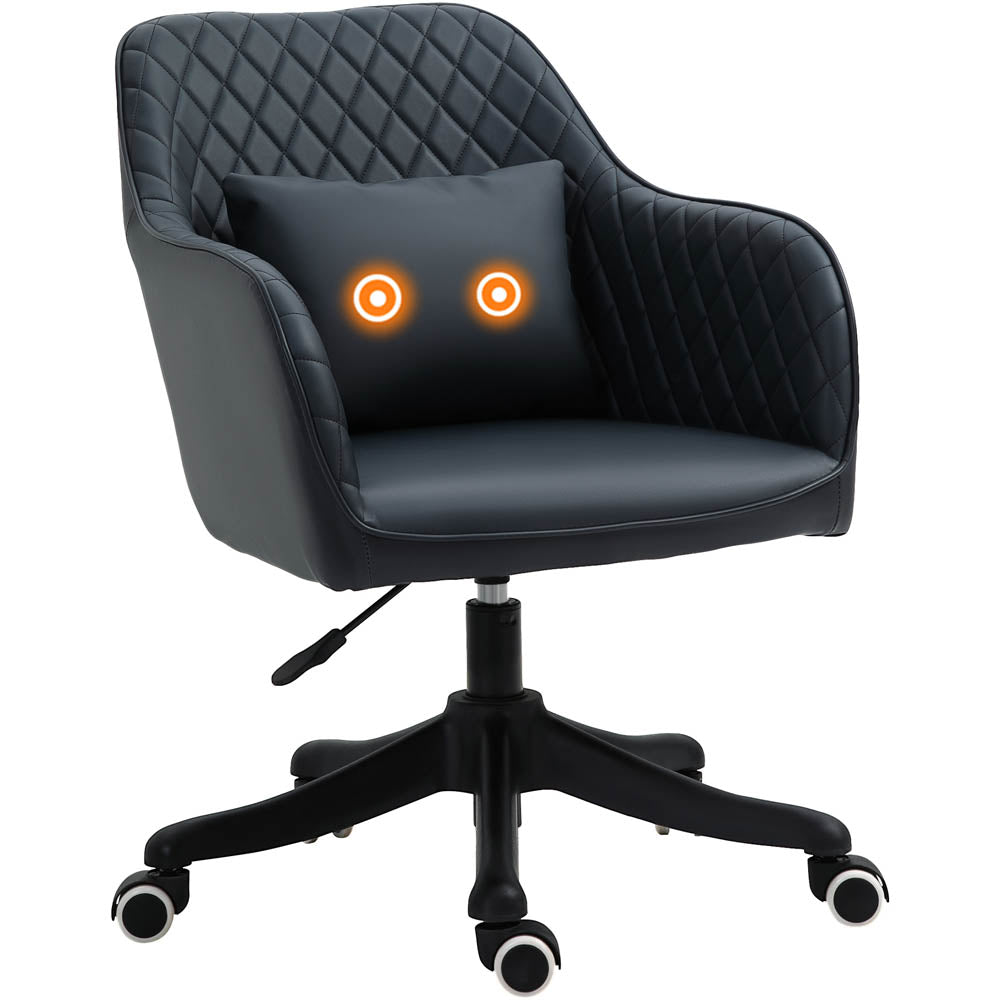 ProperAV Extra Velvet Mid-Back Office Chair with Massage Lumbar Pillow - Deep Blue