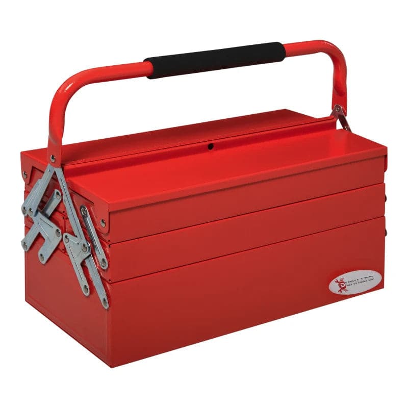 Maplin Plus 3 Tier 5 Tray Professional Portable Metal Tool Box with Carry Handle (Red)