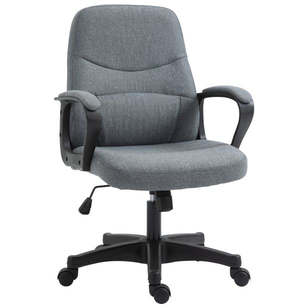 ProperAV Fabric Adjustable Mid-Back Office Chair with Massage Lumbar Support - Grey