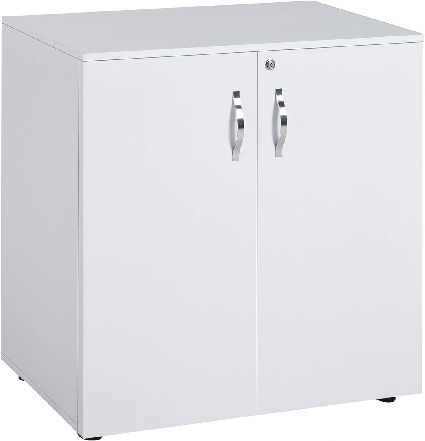 ProperAV Extra Lockable 2-Tier Storage Filing Cabinet (White)