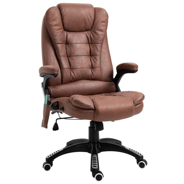 ProperAV Ergonomic Reclining Adjustable Heated Massage Executive Office Chair (Brown)