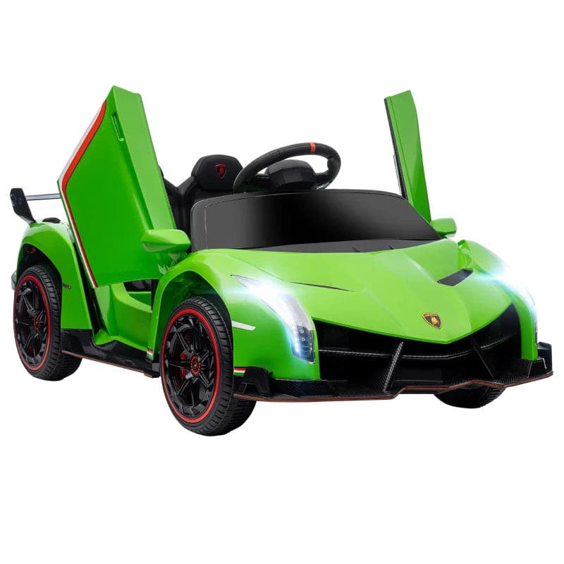 Maplin Plus Licensed Lamborghini Veneno 12V Electric Ride On Car with Portable Battery, Remote, Music & Horn (Green)