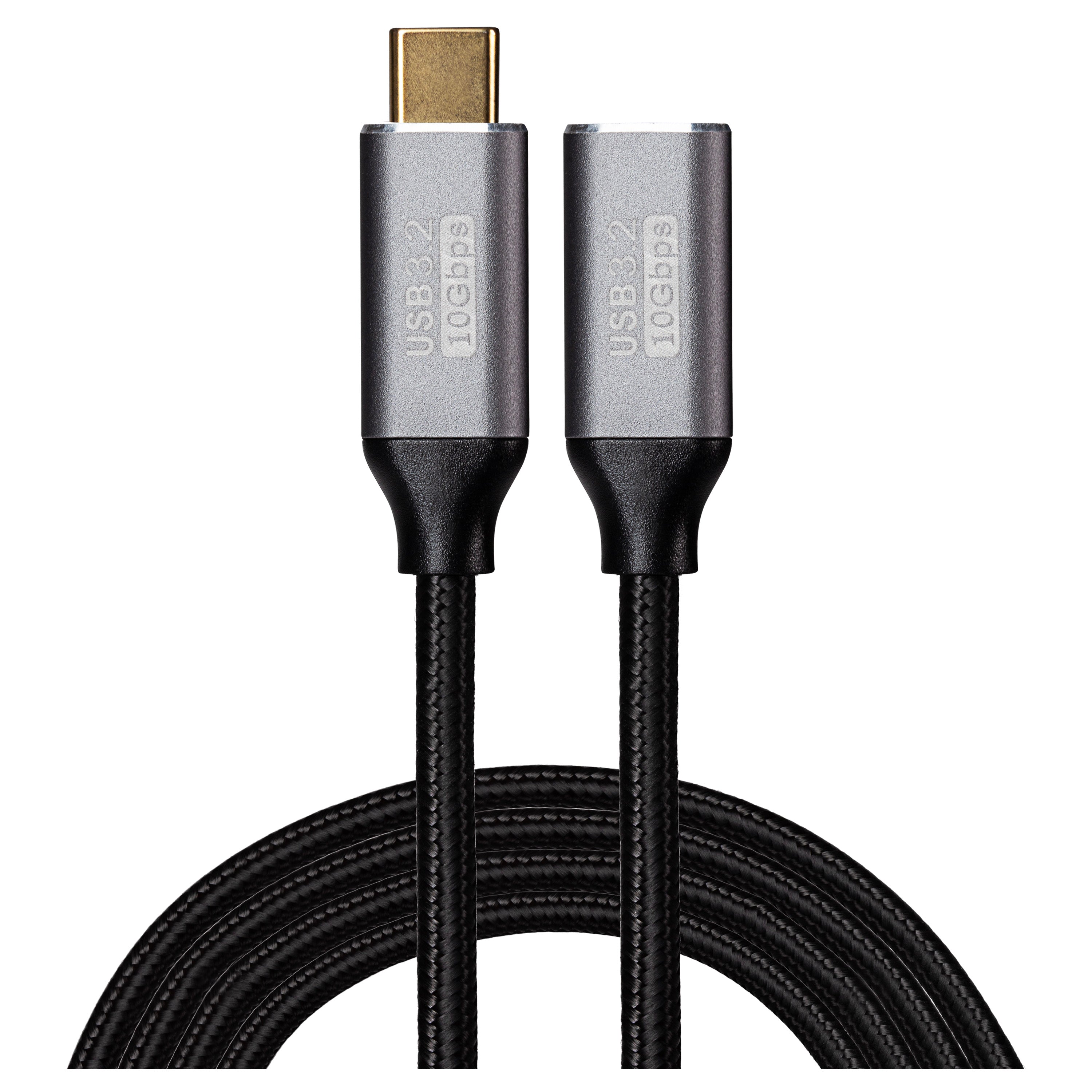 Maplin USB-C Male to USB-C Female 100W Extension Braided Cable - Black