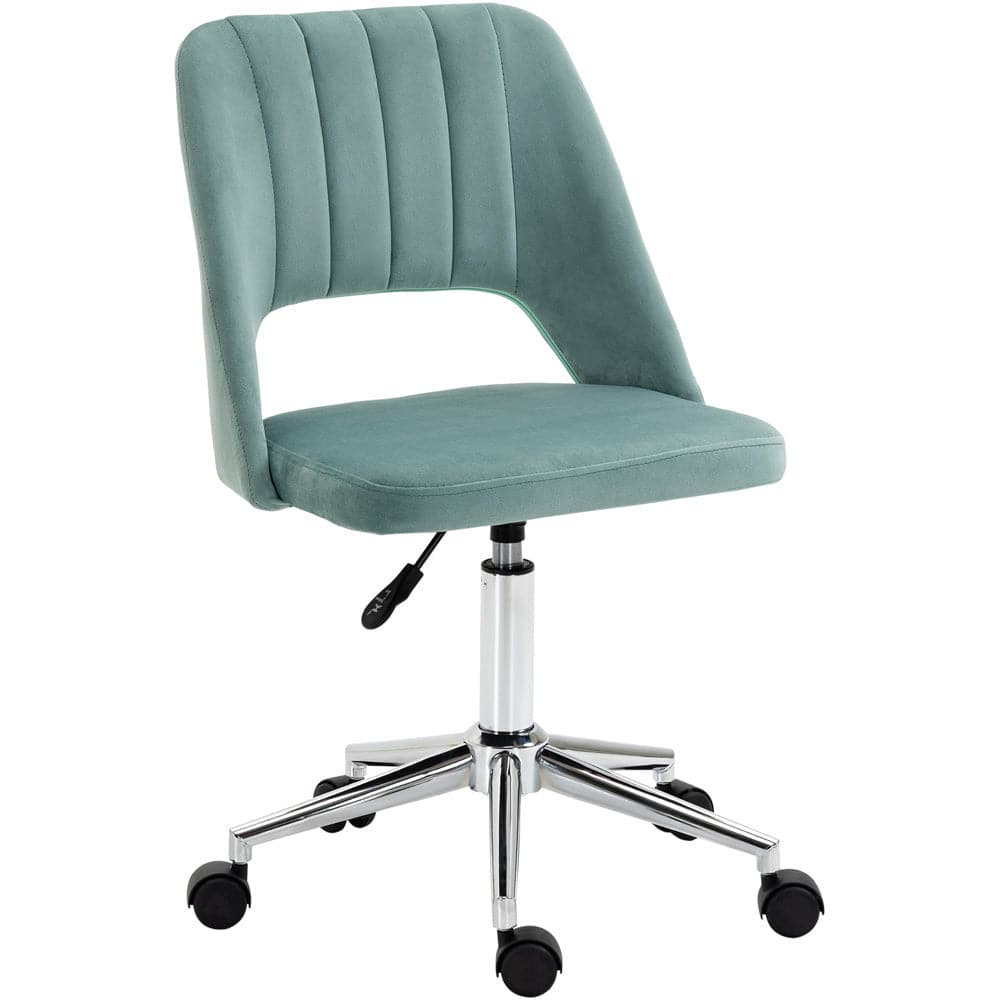 ProperAV Velvet Fabric Scallop Shape Mid-Back Office Chair - Green