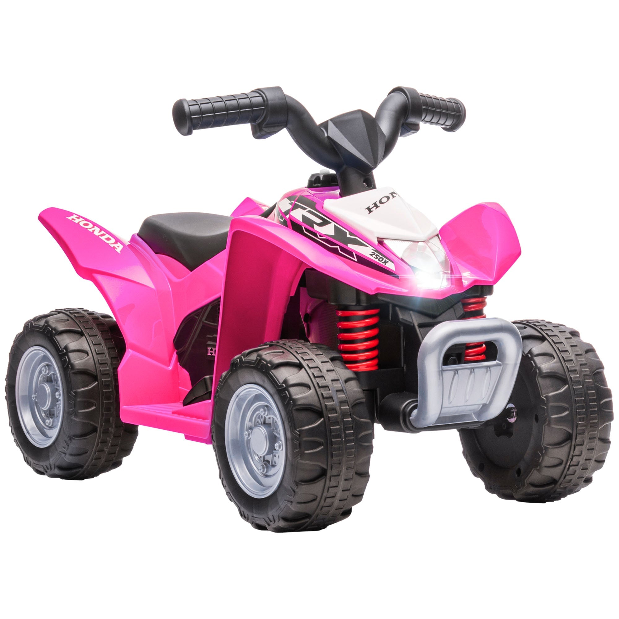 HOMCOM AIYAPLAY Honda Licensed 6V Electric Ride On Kids Toy ATV Quad Bike with LED Lights & Horn for 1.5-3 Years (Pink)