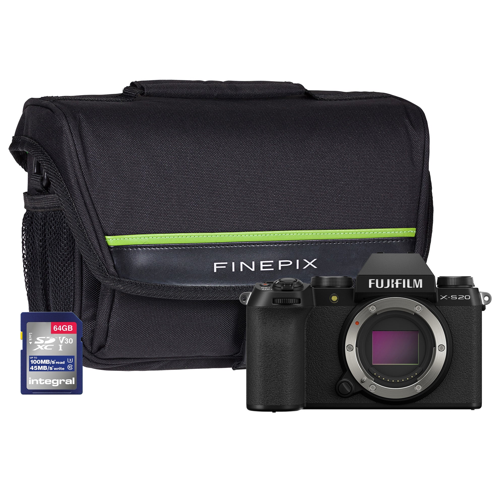 Fujifilm X-S20 Mirrorless Digital Camera - Black (Camera + 64GB SD Card + Case)