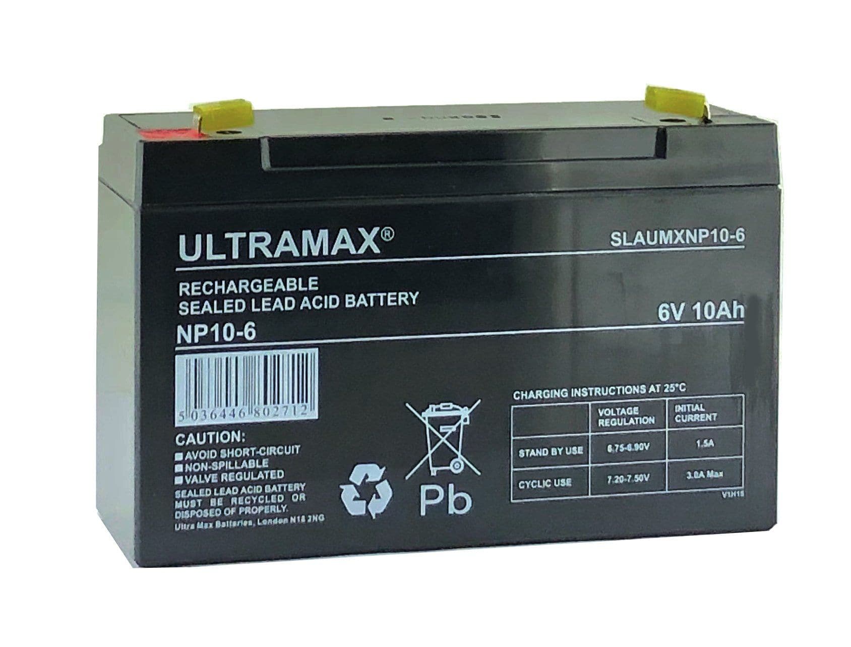 Maplin Plus NP10-6 6V 10AH 20HR (AS 12AH) Sealed Lead Acid Rechargeable Battery