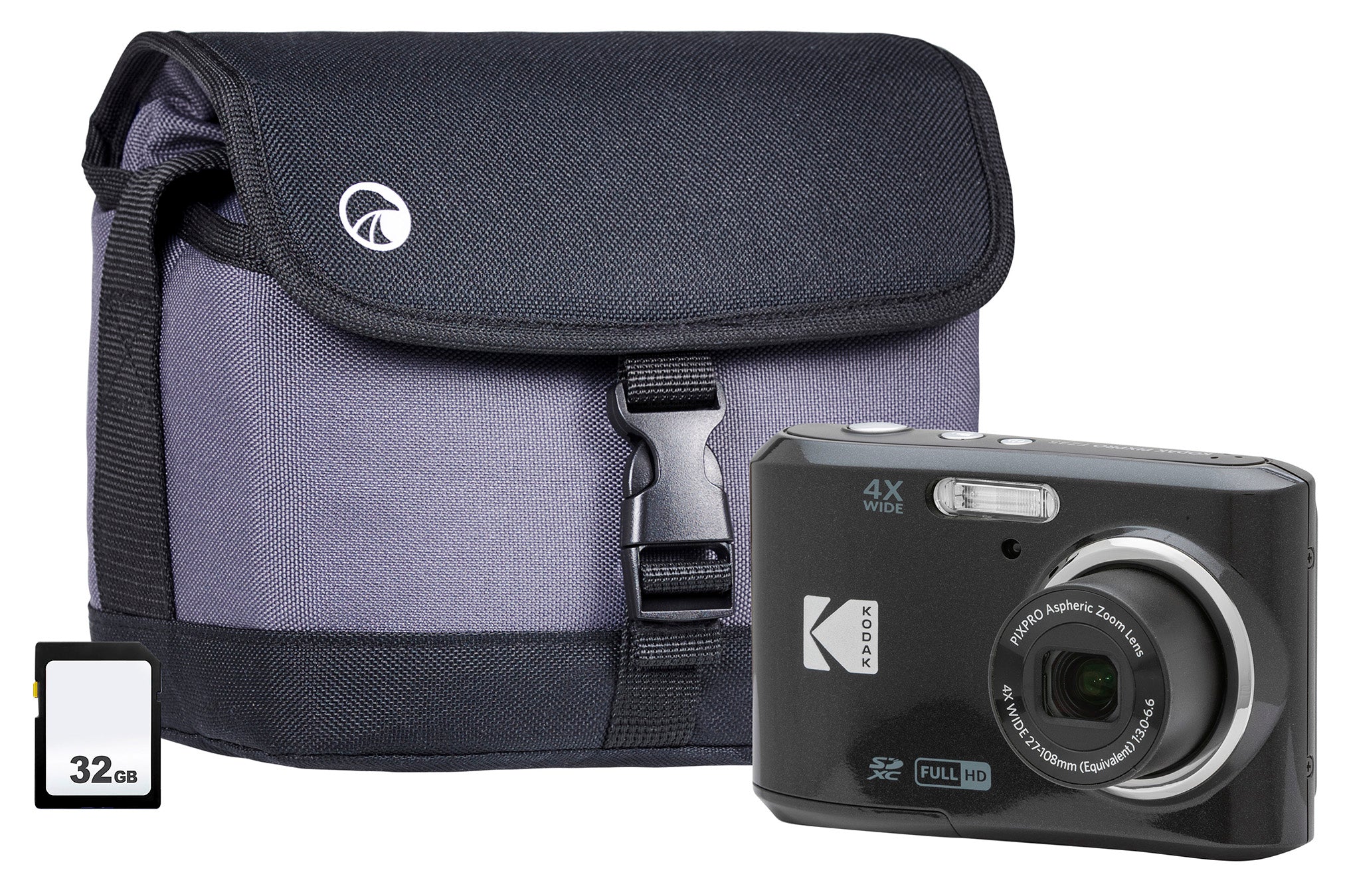 Kodak PIXPRO FZ45 Camera with Shoulder Bag with Compartment & 32GB SD - Black