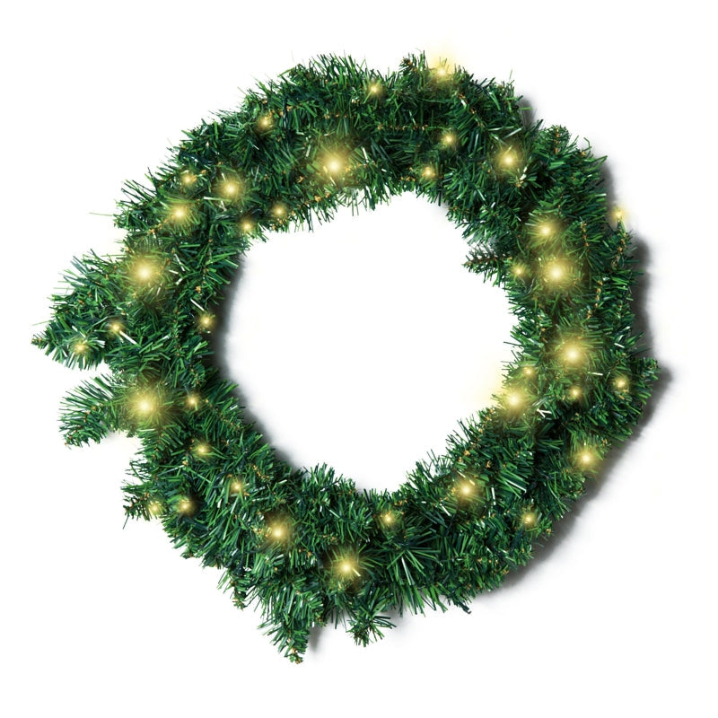 HOMCOM 55cm Pre-Lit Warm White LED Christmas Wreath