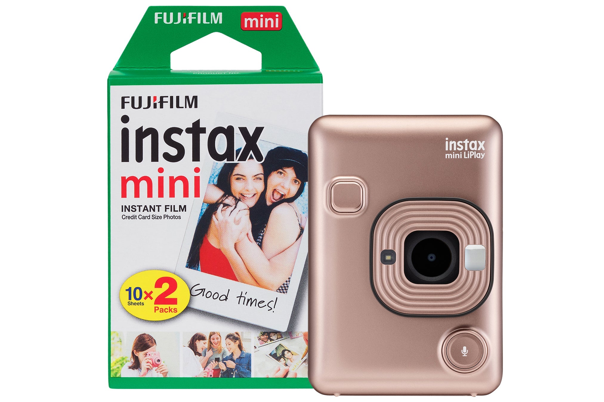 Fujifilm Instax Mini LiPlay Hybrid Instant Camera - Blush Gold (Camera + 20 Shot Pack)