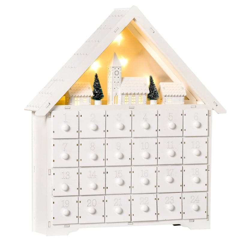 HOMCOM 24-Drawer Light Up Wooden Christmas Advent Calendar