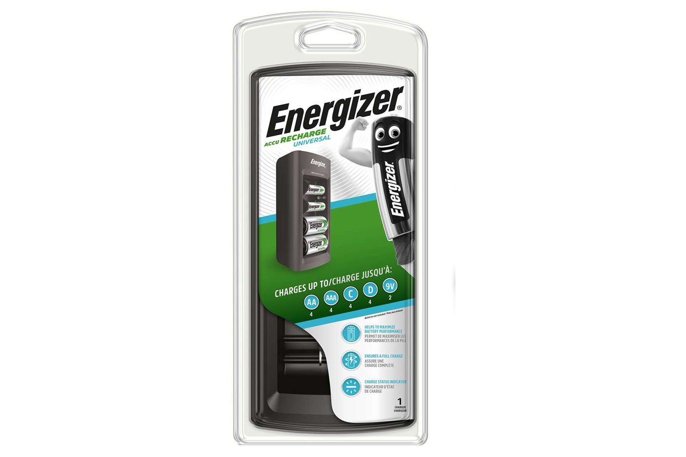 Energizer Universal Charger for AA / AAA / C / D / 9V Rechargeable Batteries