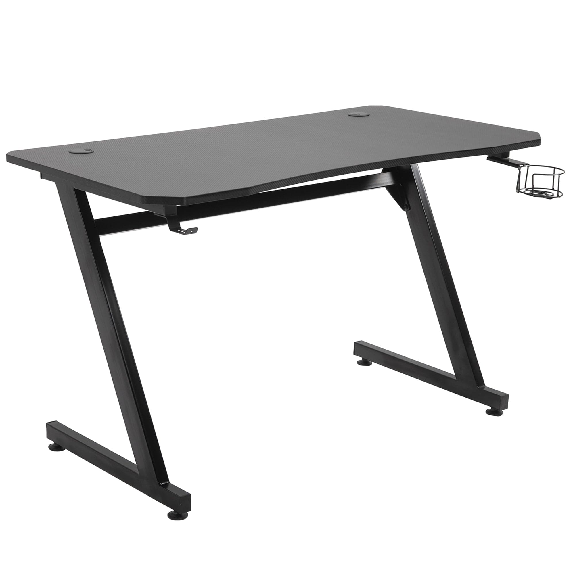 Maplin Plus Steel Frame 74.5 x 120 x 65cm Gaming Desk with Cup / Headphone Holder & Adjustable Feet (Black)