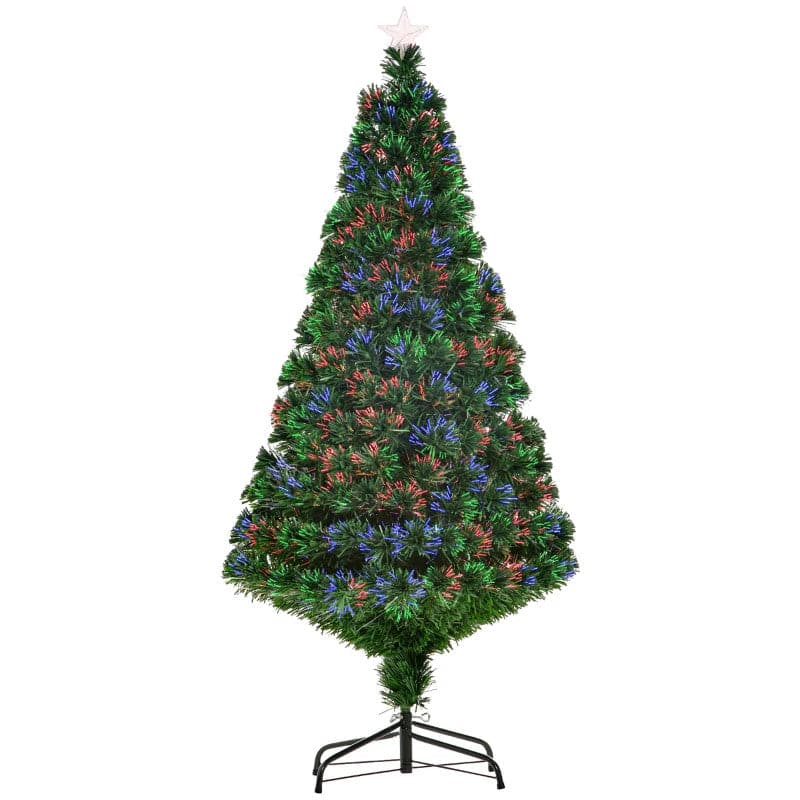 HOMCOM 5ft Pre-Lit Fibre Optic Artificial Christmas Tree with Tree Topper