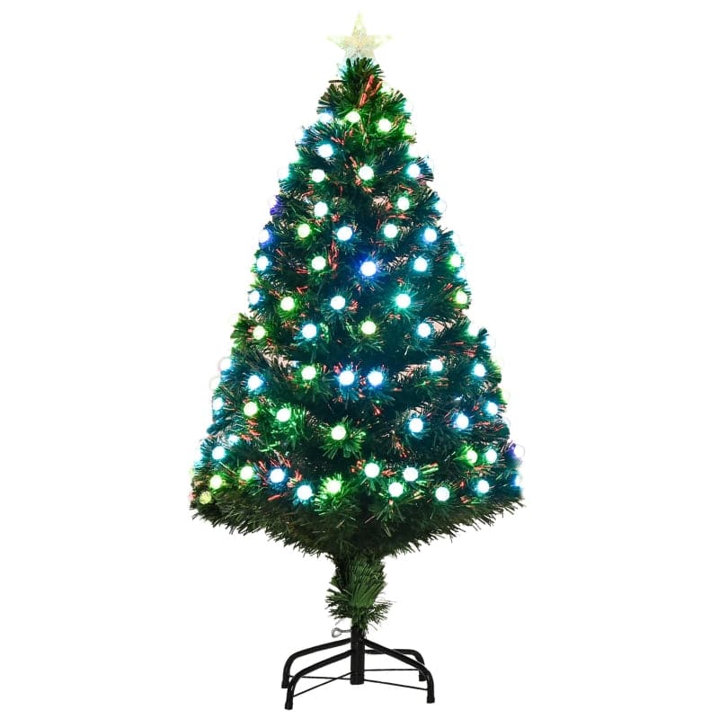 HOMCOM 4ft Pre-Lit Fibre Optic LED Artificial Christmas Tree