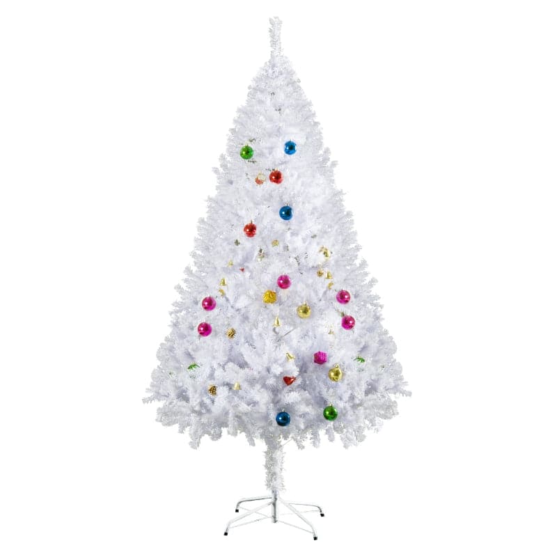 HOMCOM 6ft Snowy Artificial Christmas Tree with Metal Stand & Decorations