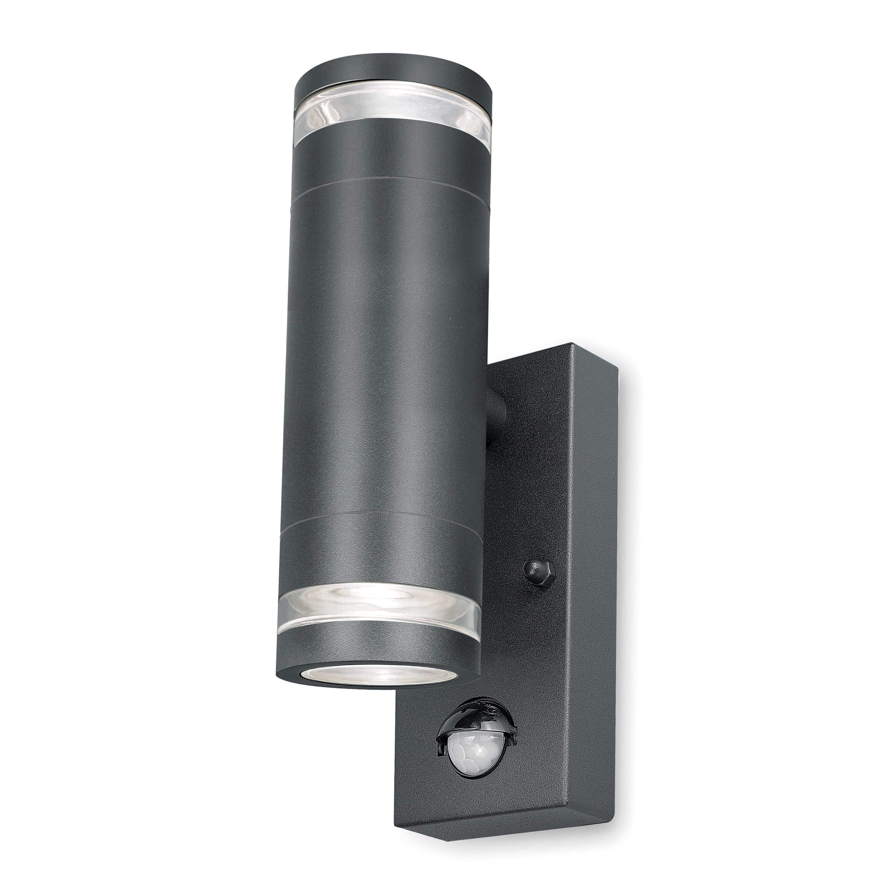 4lite Marinus GU10 Bi-Directional Outdoor Wall Light with PIR - Anthracite (Single)