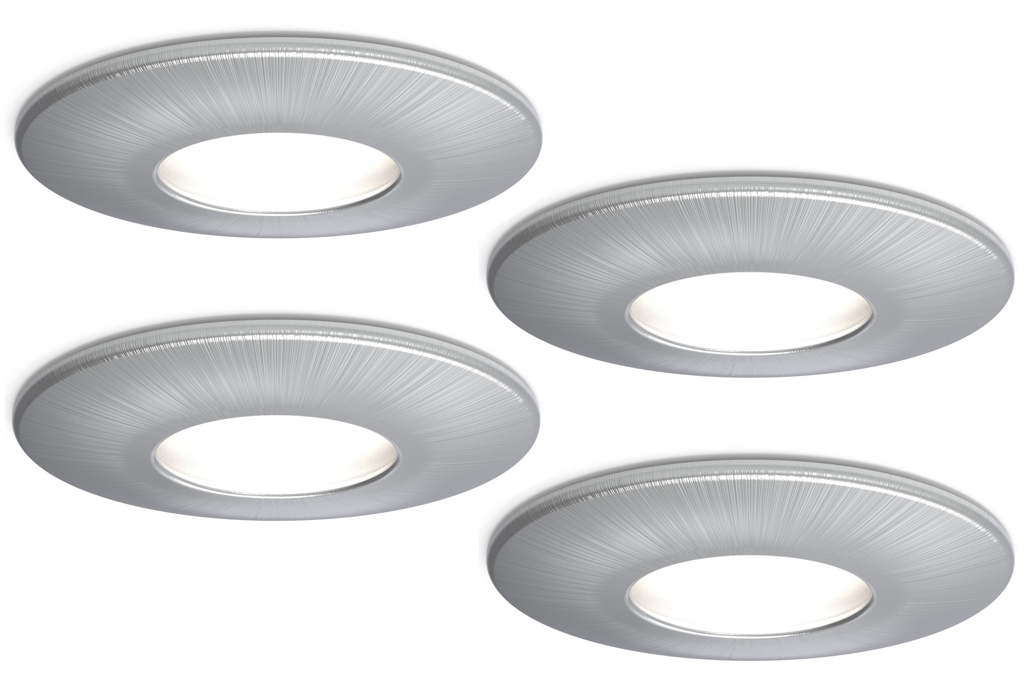 4lite IP65 GU10 Fire-Rated Downlight - Satin Chrome (Pack of 4)