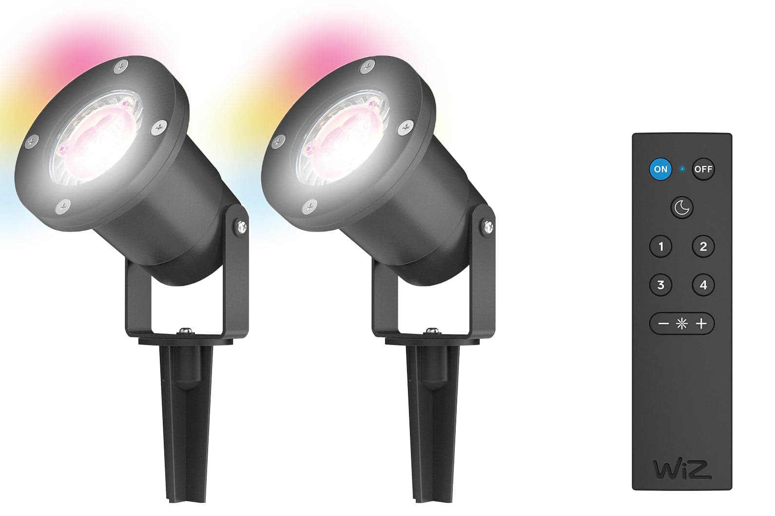 4lite WiZ Connected Outdoor IP65 Multicolour GU10 Smart LED Spike Light (Pack of 2 + Remote)