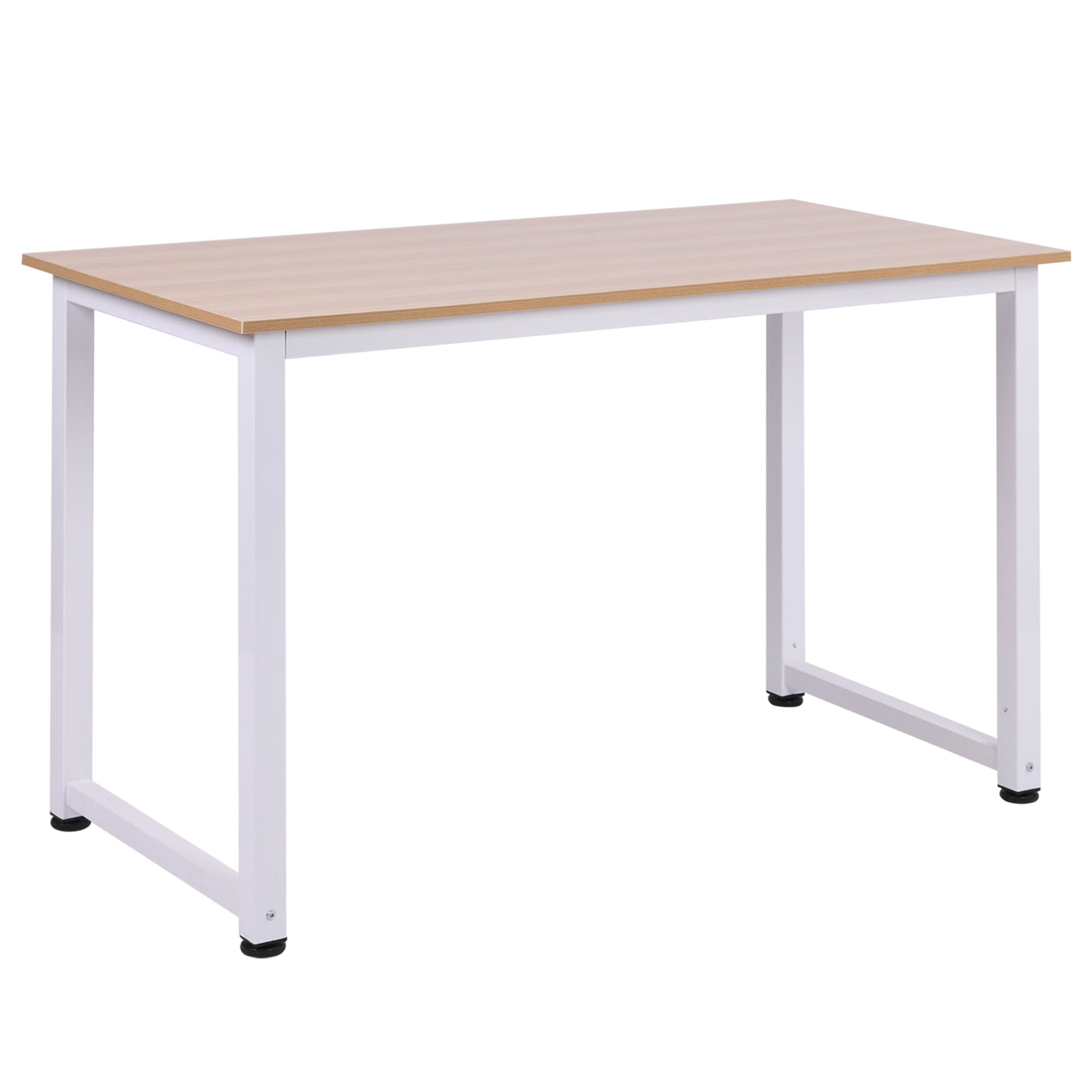 ProperAV MDF Computer Desk with Metal Frame (White & Oak)